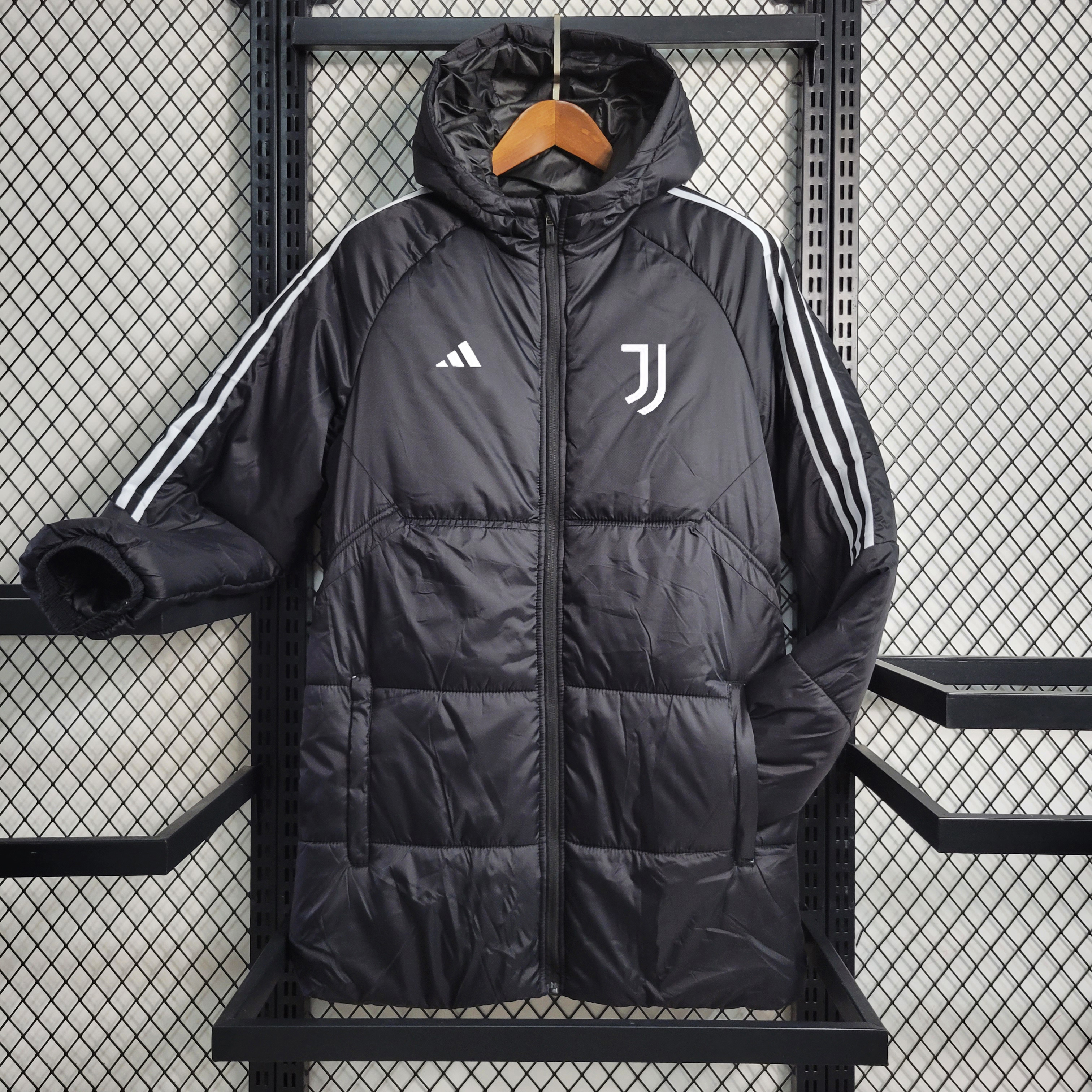 Juventus 23-24 Men's Hooded Thermal Cotton Jacket - Black - UnitedFutballJersey