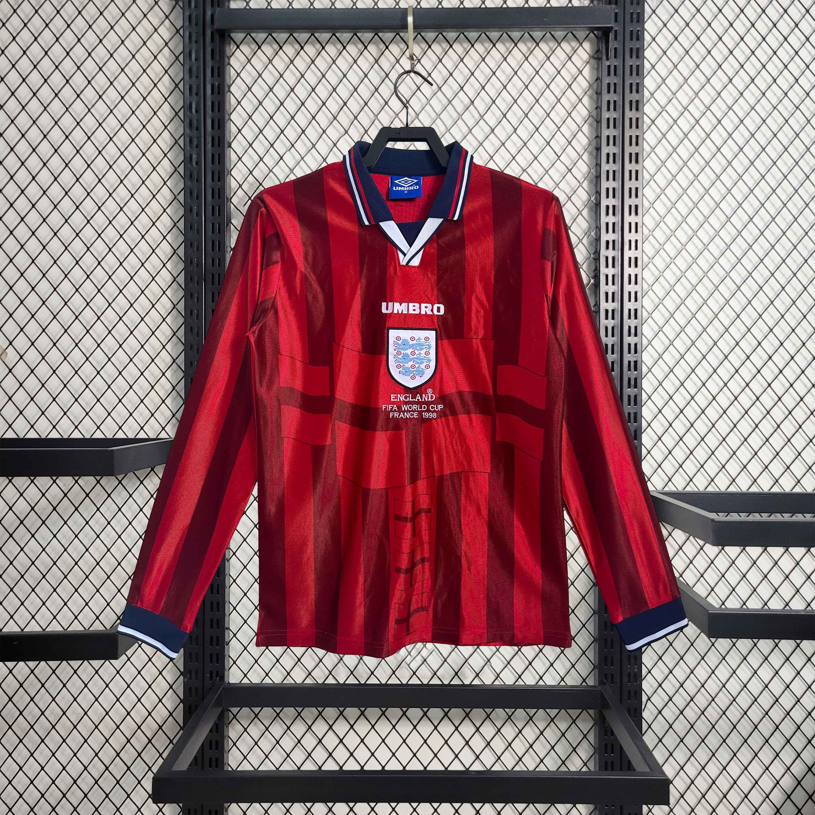 Retro England 1998 Away Long Sleeve Jersey - UnitedFutballJersey