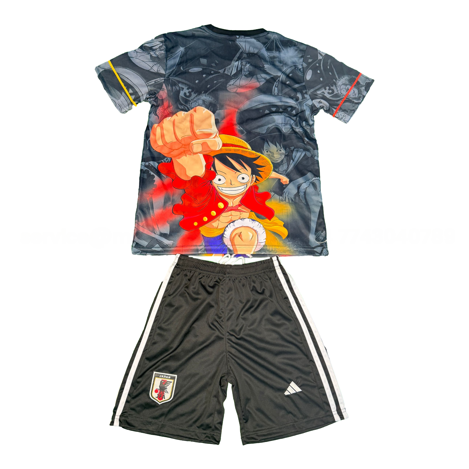 Japan 25-26 Red Luffy Fist Black Special Kids Kit - UnitedFutballJersey