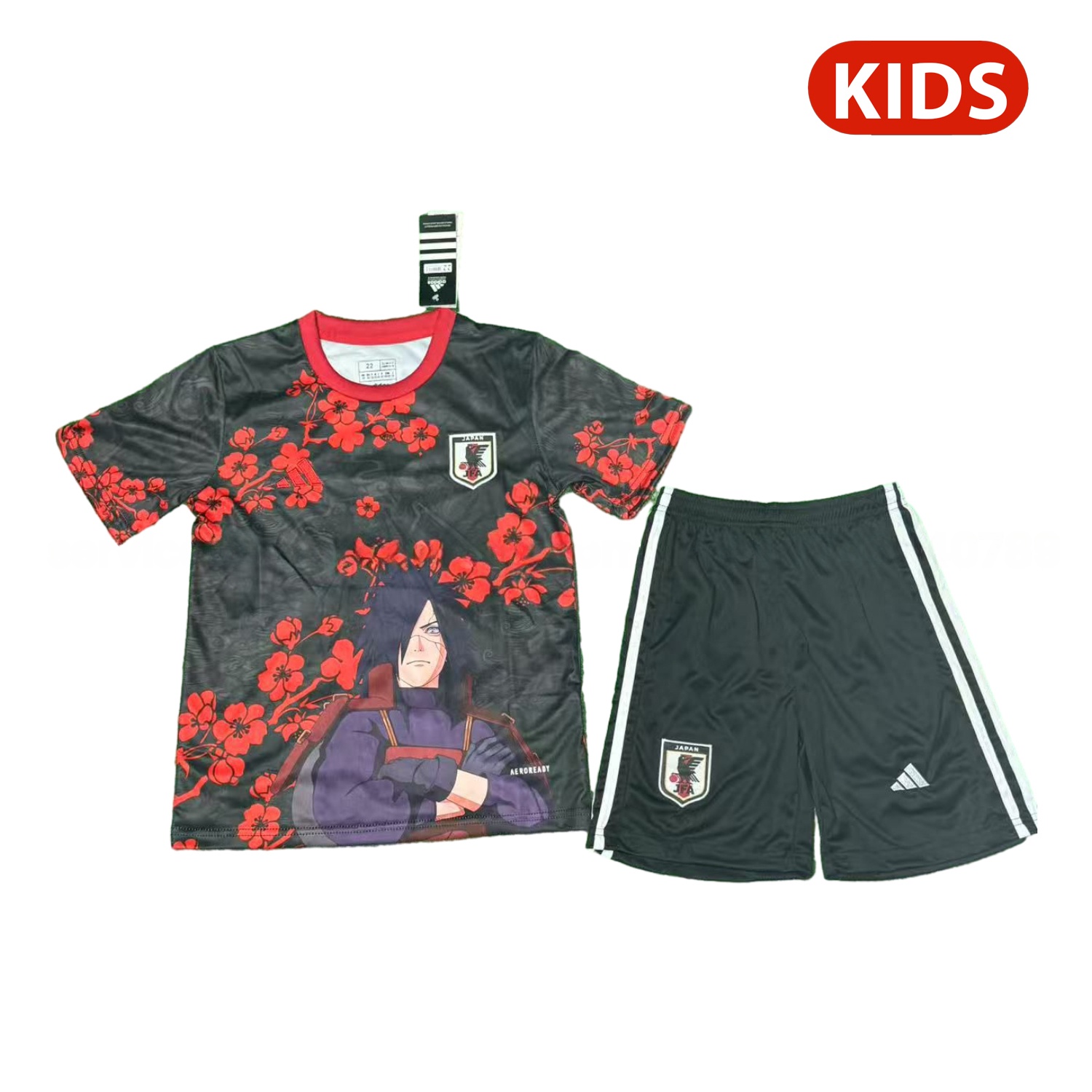 Japan 25-26 Uchiha Madara Red And Black Special Kids Kit - UnitedFutballJersey