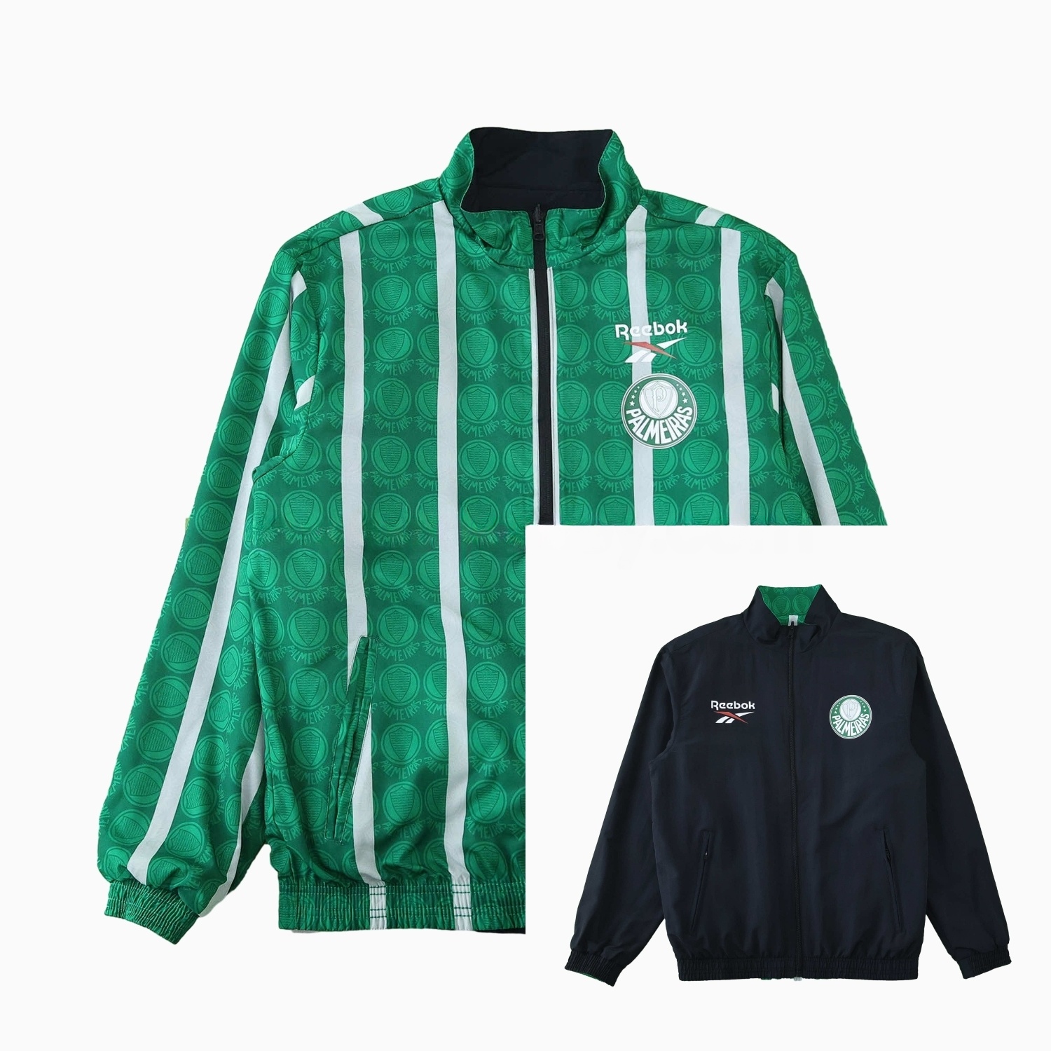 Palmeiras 25-26 Double Sided Reversible Windbreaker - Black & Green - UnitedFutballJersey