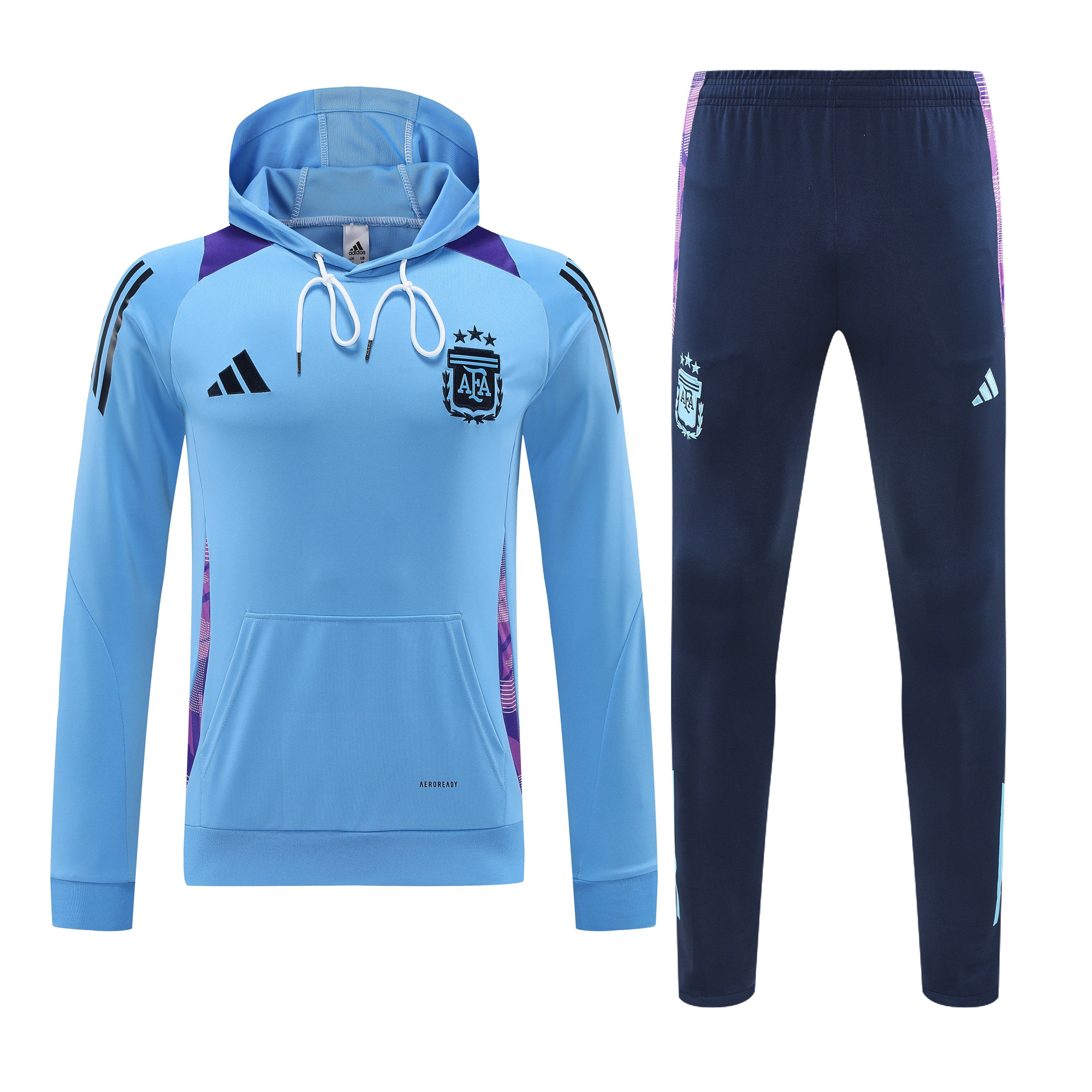 Argentina 24-25 Long Sleeve Training Set - Blue Top and Deep Blue Pants - UnitedFutballJersey