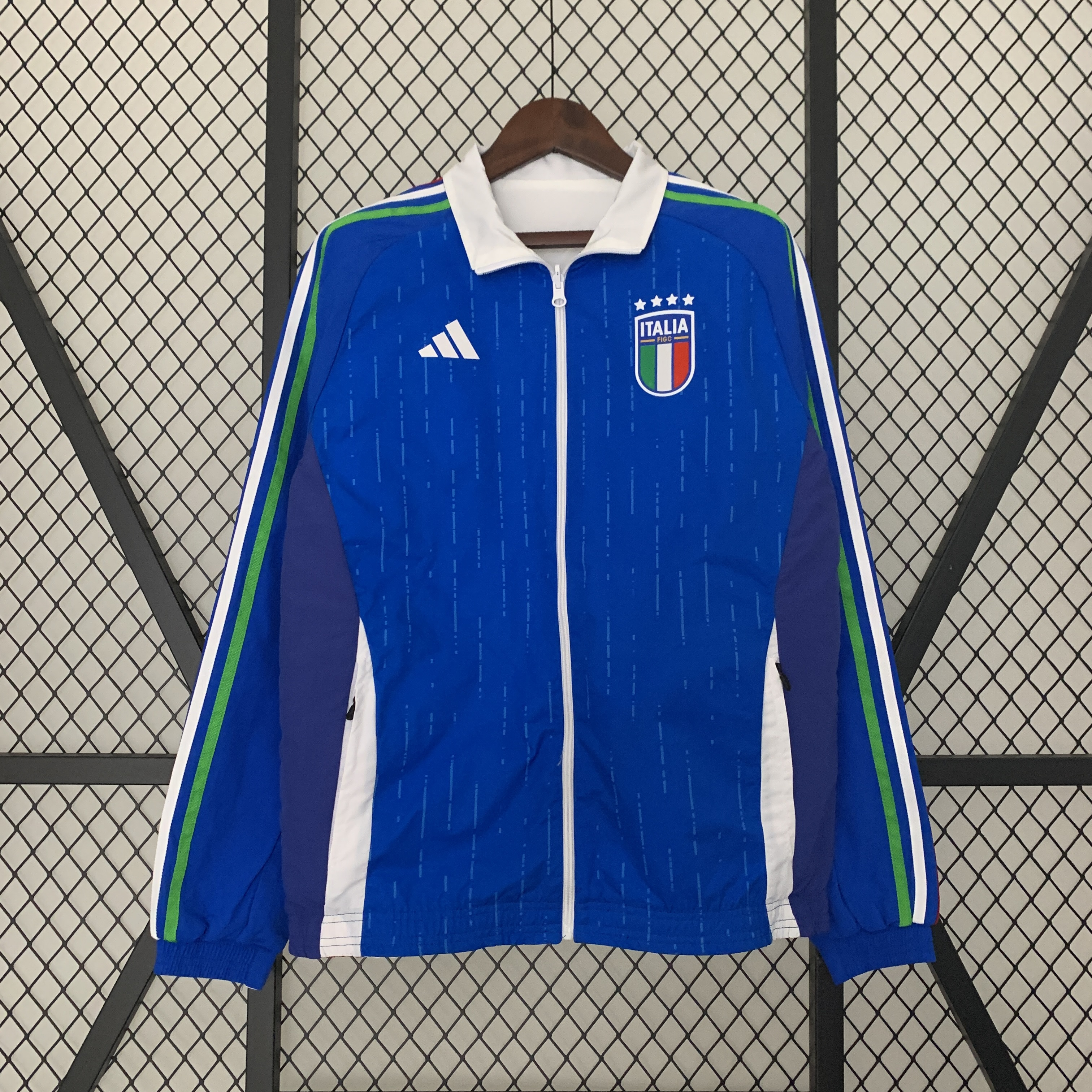 Italy 23-24 Double Sided Windbreaker - Blue & White - UnitedFutballJersey