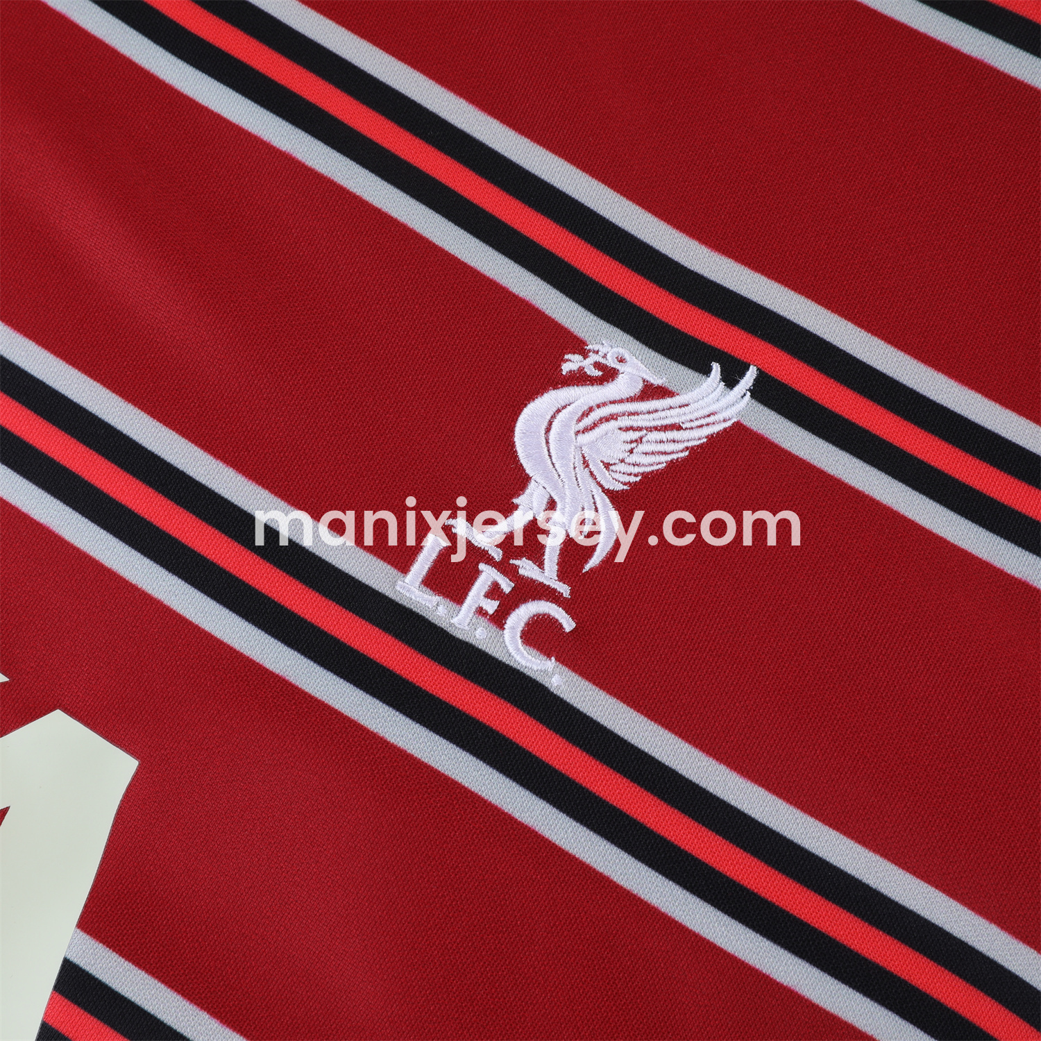 Liver.pool 24-25 Long Sleeve Training Set - Red Stripe Top and Black Pants - UnitedFutballJersey