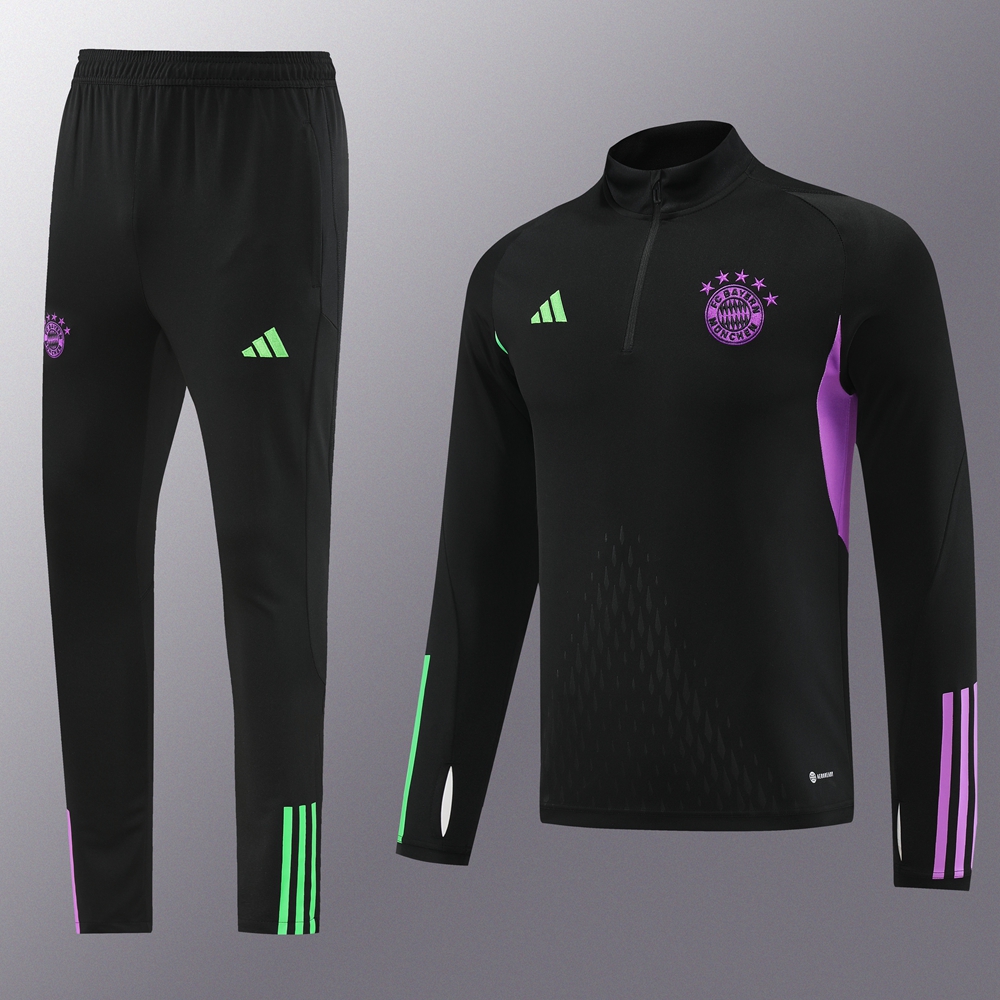 Bayern Munich 23-24 Long Sleeve Training Set - Black (No chest advertising) - UnitedFutballJersey