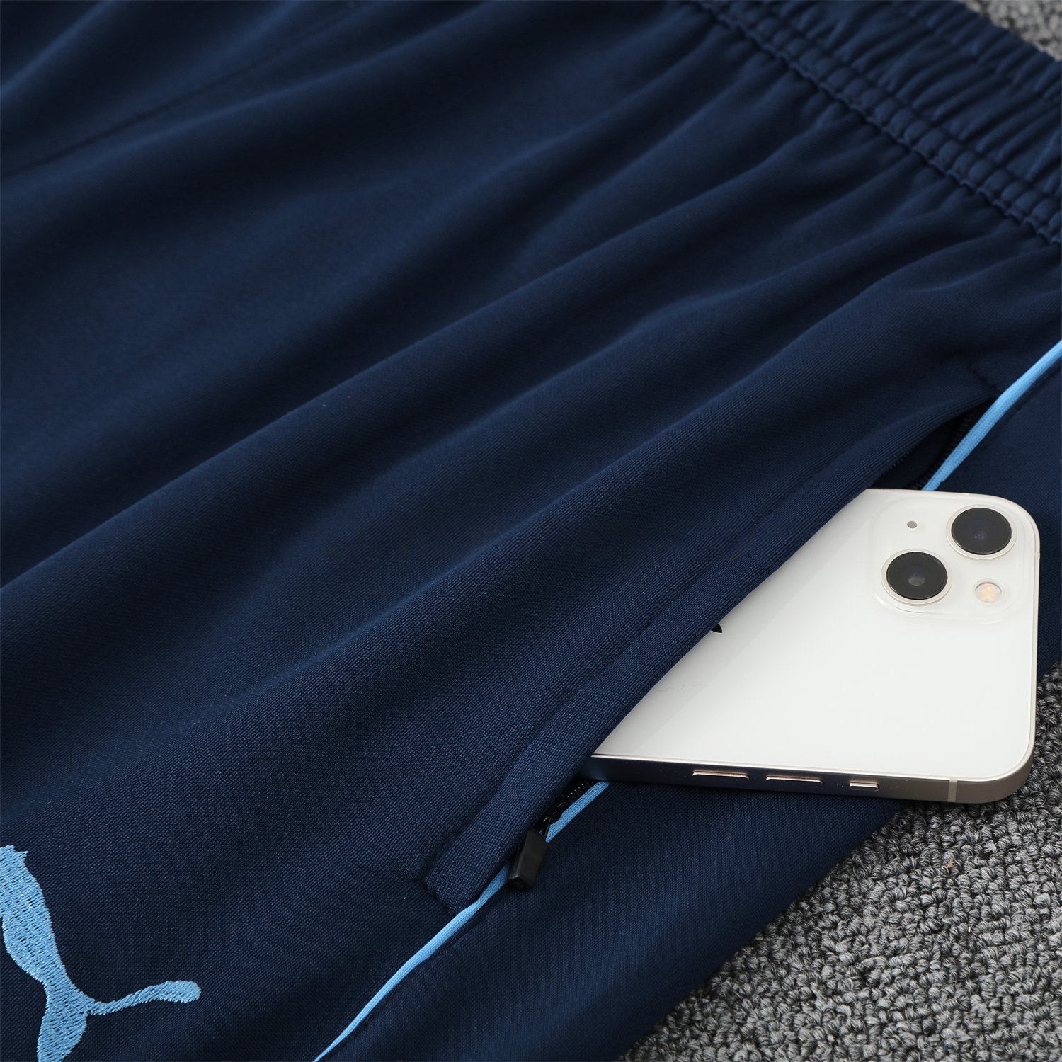 Manchester City 25-26 POLO Short-Sleeve Training Set - Deep Blue Top and Pants - UnitedFutballJersey