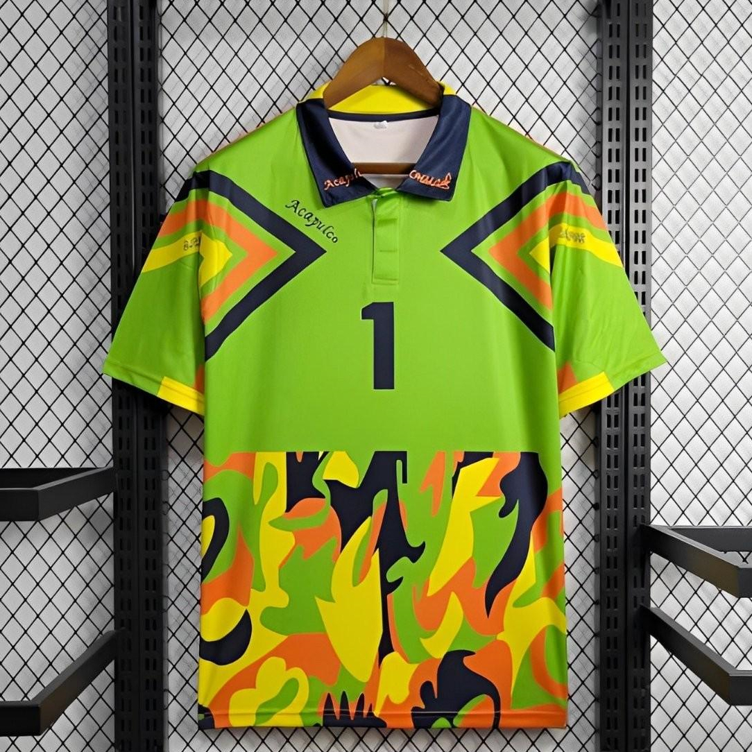 Retro Mexico 1994 Goalkeeper Green Orange Jersey - UnitedFutballJersey