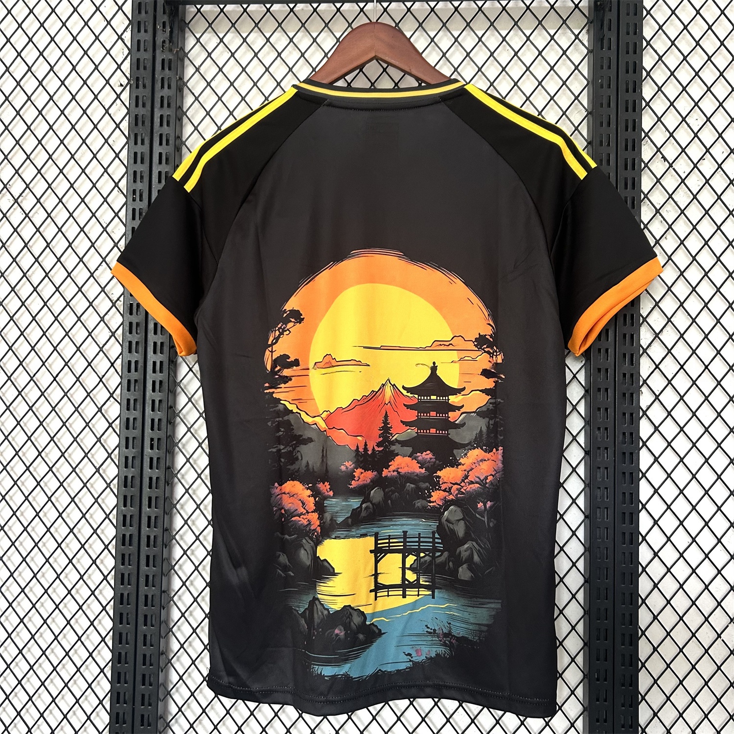 Japan 25-26 Flowing Water In Front Of The Temple At Sunset Black Special Jersey - Fans Version - UnitedFutballJersey