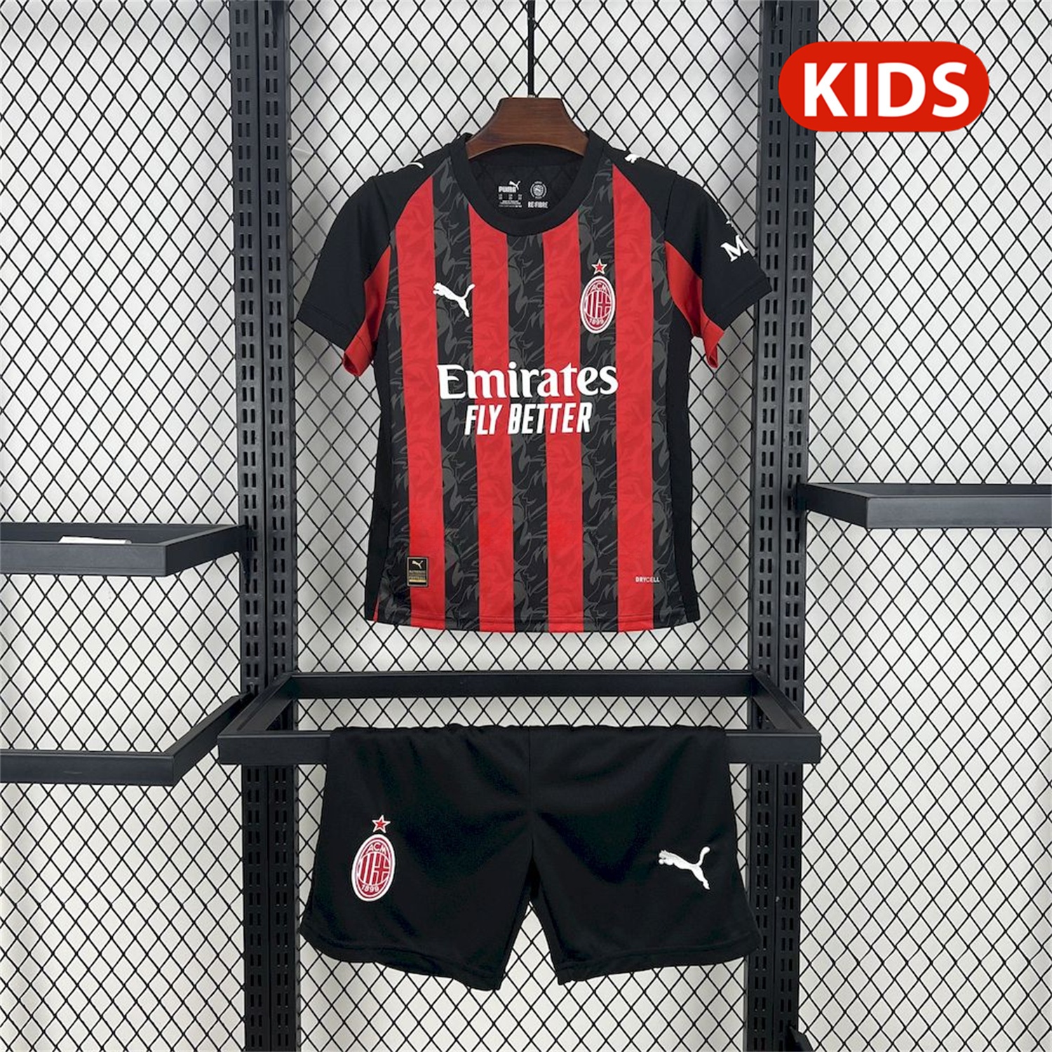 AC Milan 25-26 Home Kids Kit - UnitedFutballJersey