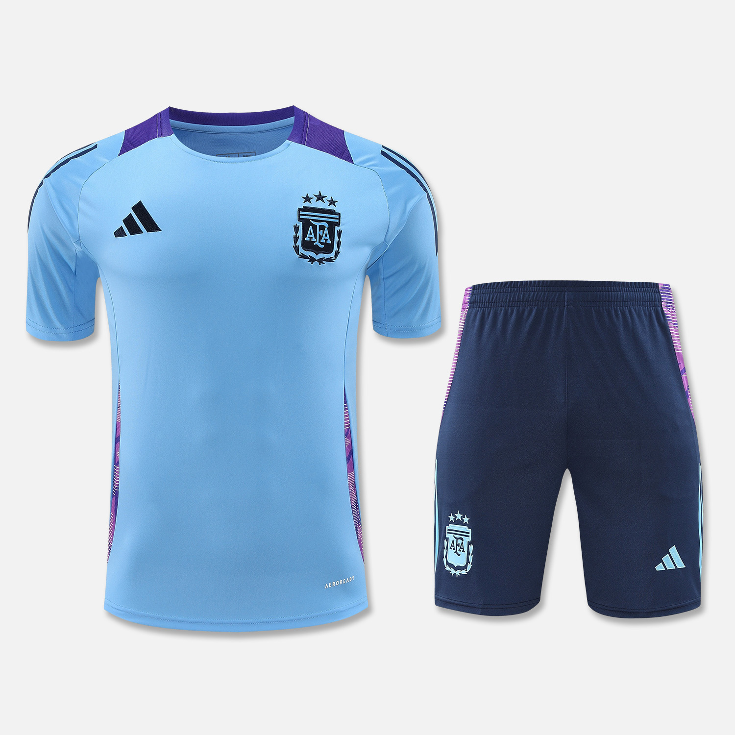 Argentina 24-25 Short-Sleeve Training Set - Blue Top & Deep Blue Shorts - UnitedFutballJersey