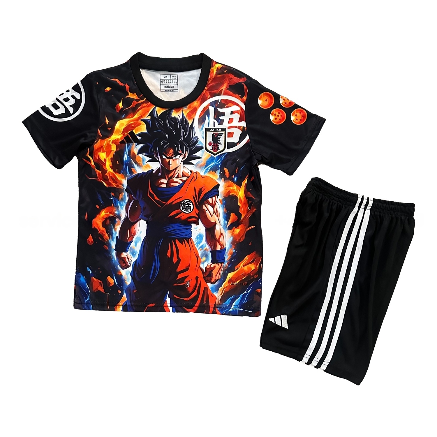 Japan 25-26 Red Blue Flame Son Goku Special Kids Kit - UnitedFutballJersey