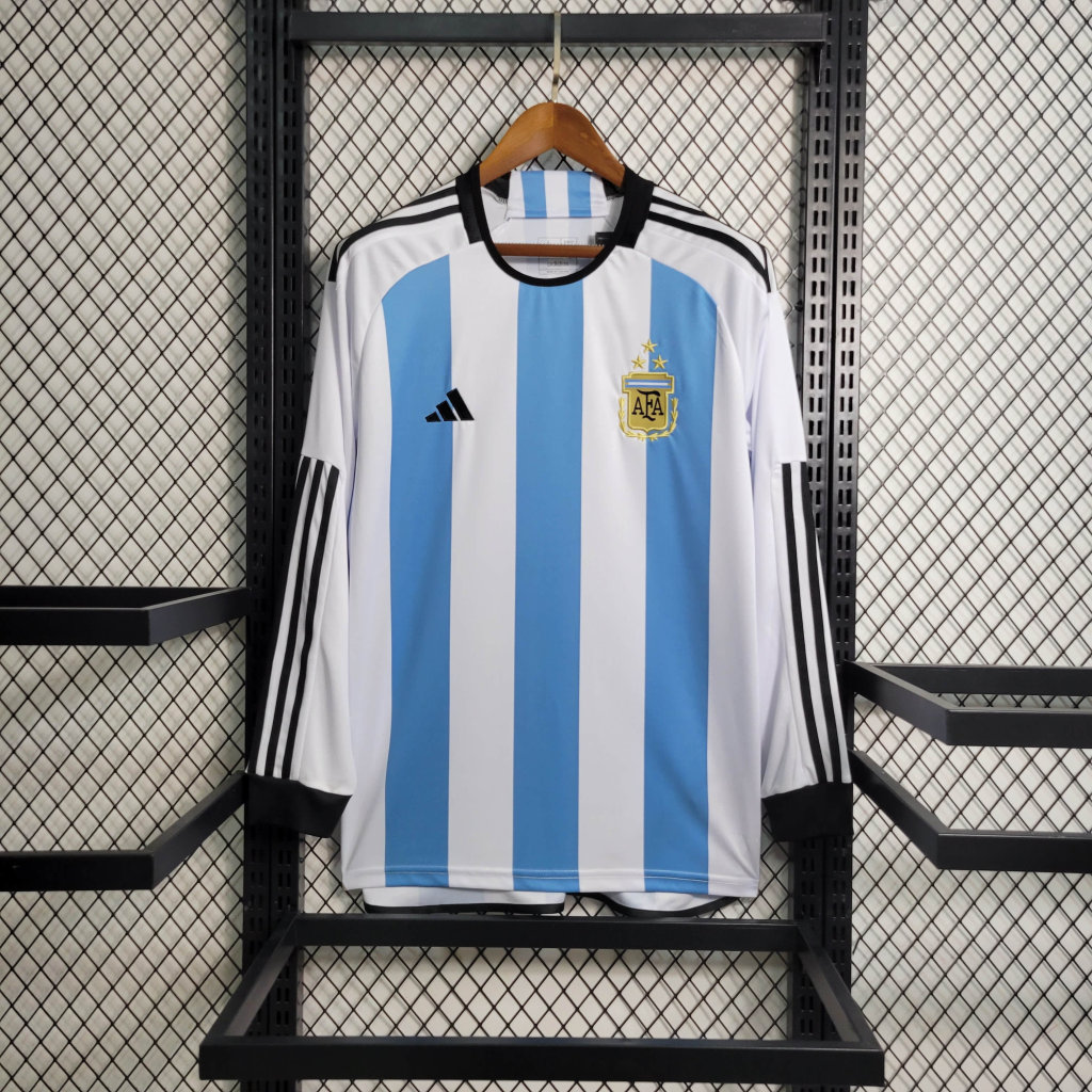 Argentina 3 Stars 22-23 Home Long Sleeve Jersey - Fans Version - UnitedFutballJersey