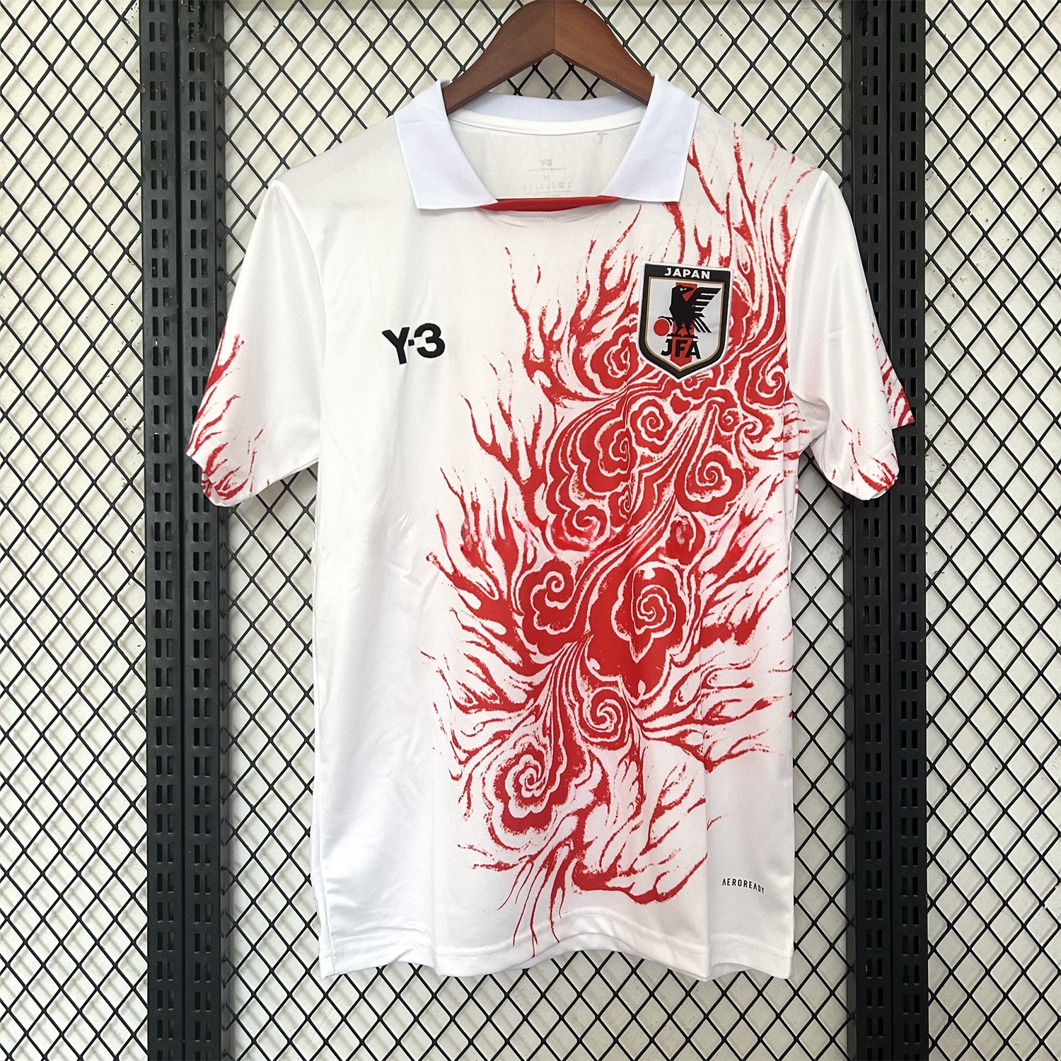Japan 25-26 Y3 Red Auspicious Cloud Pattern White Jersey - Fans Version - UnitedFutballJersey