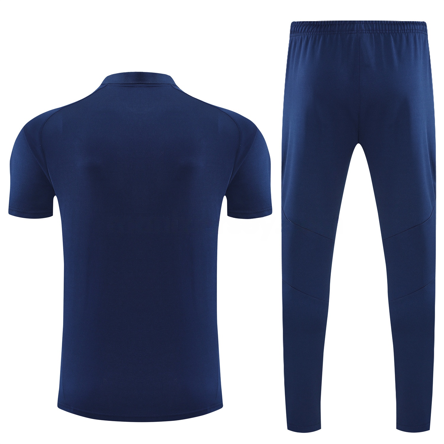 Manchester United 25-26 POLO Short-Sleeve Training Set - Deep Blue Top and Pants with Red Stripes - UnitedFutballJersey