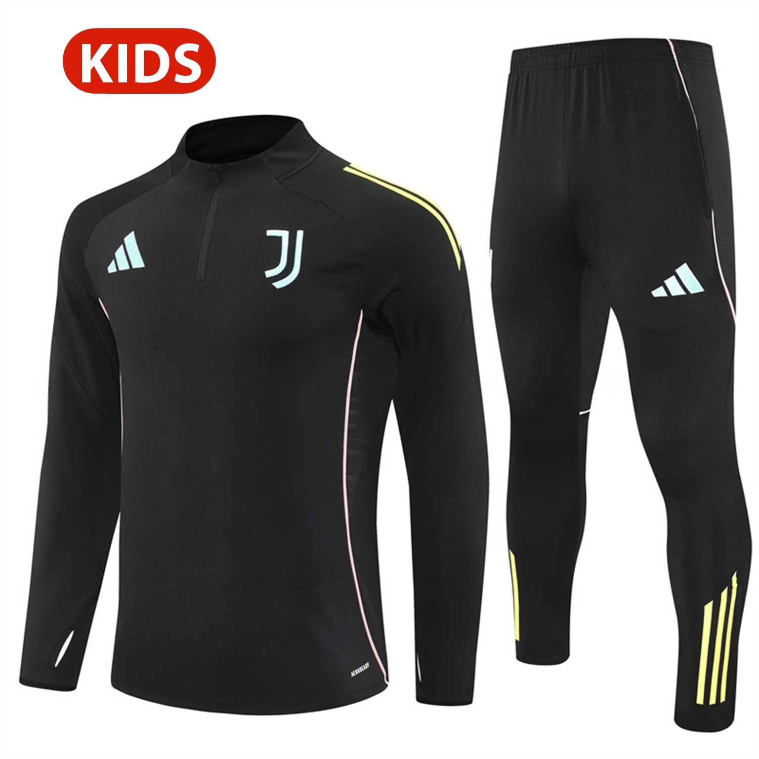 Juventus 25-26 Kids Long Sleeve Training Set - Black Top and Black Pants - UnitedFutballJersey