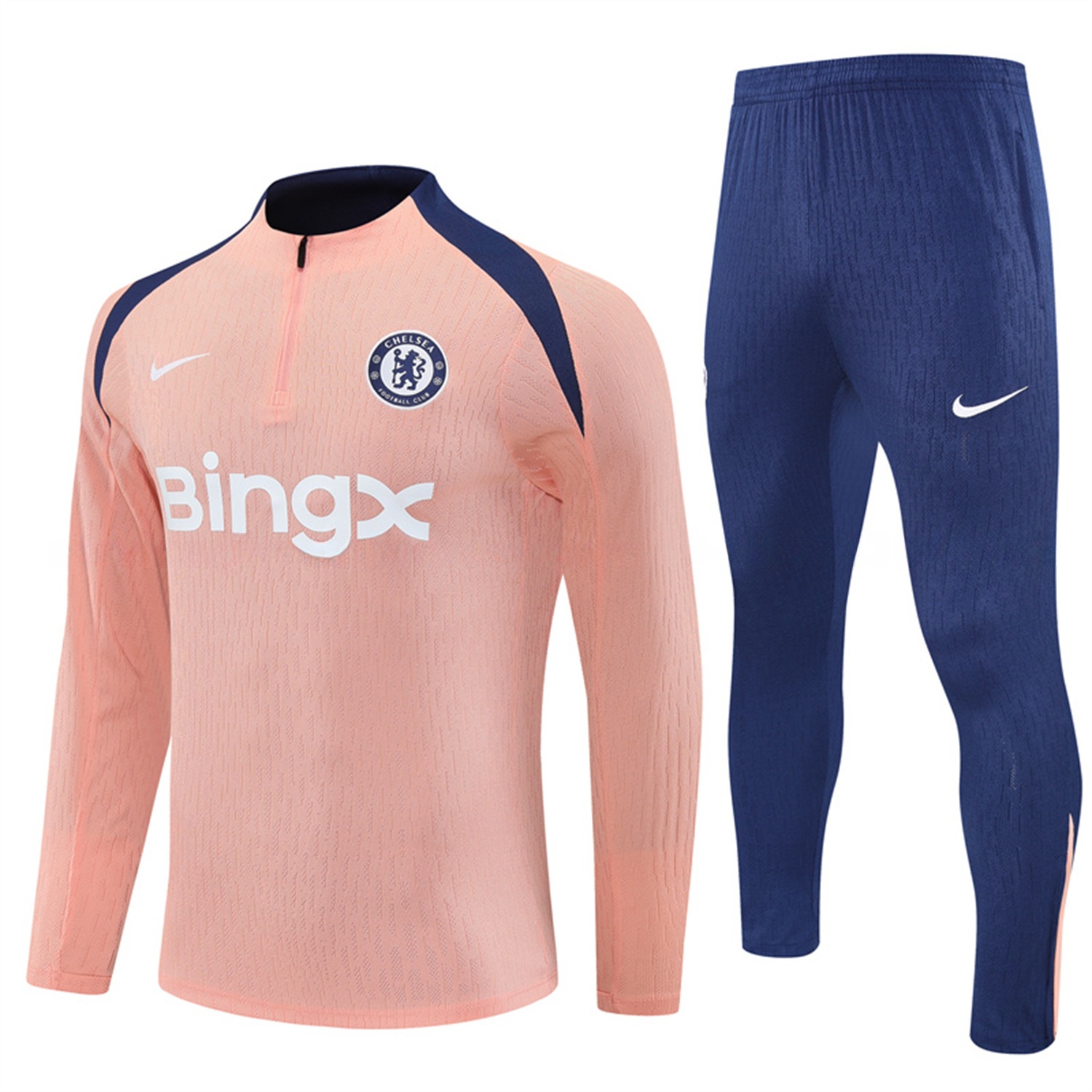 C.H.E.L.S.E.A 25-26 Long Sleeve Training Set - Player Version - Pink Top and Blue Pants - UnitedFutballJersey