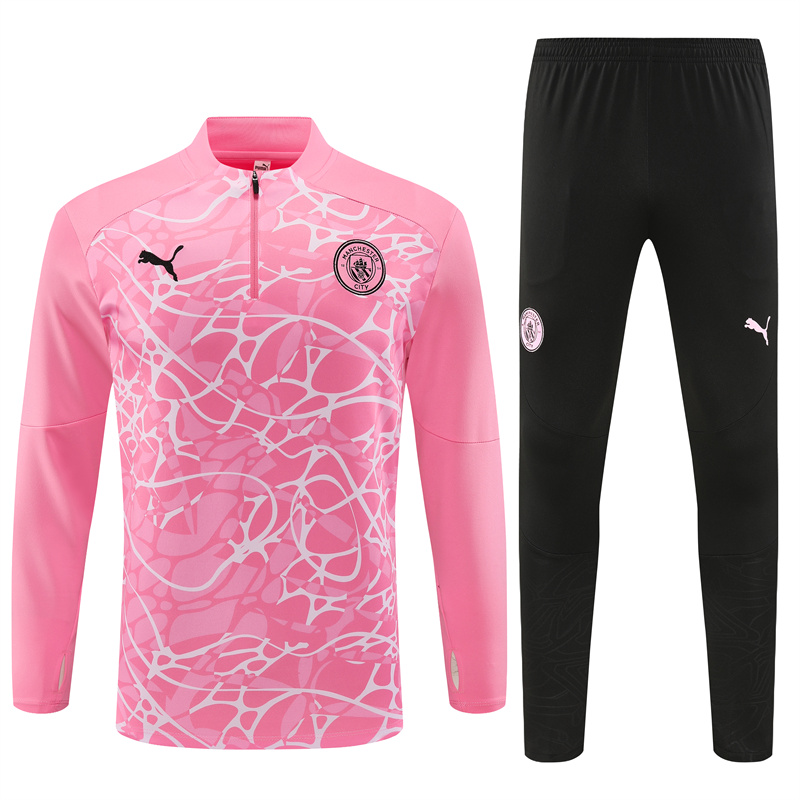 Manchester City 24-25 Kids Long Sleeve Training Set - Pink - UnitedFutballJersey
