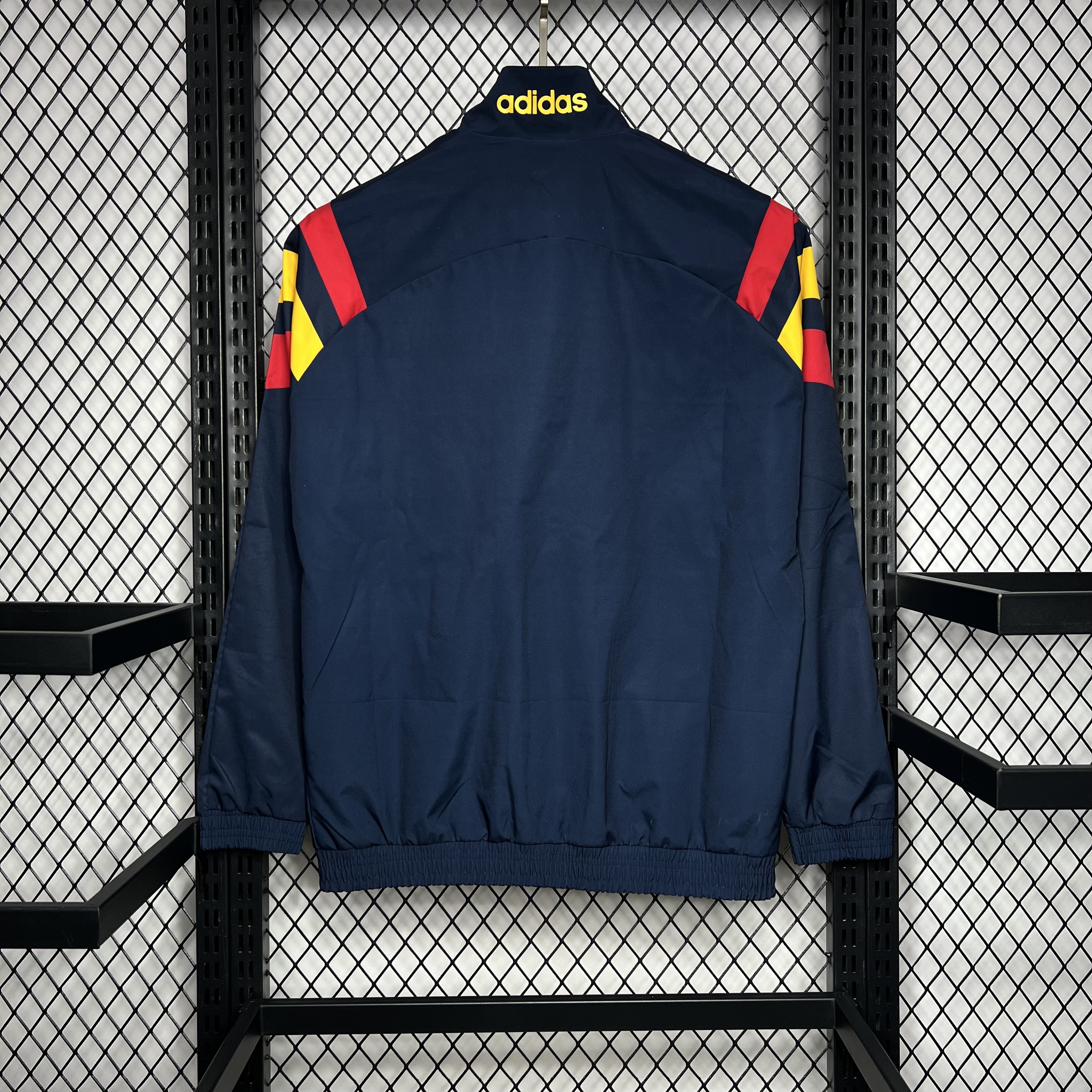 Spain 2024 Retro Style Player Windbreaker Jacket - Deep Blue - UnitedFutballJersey