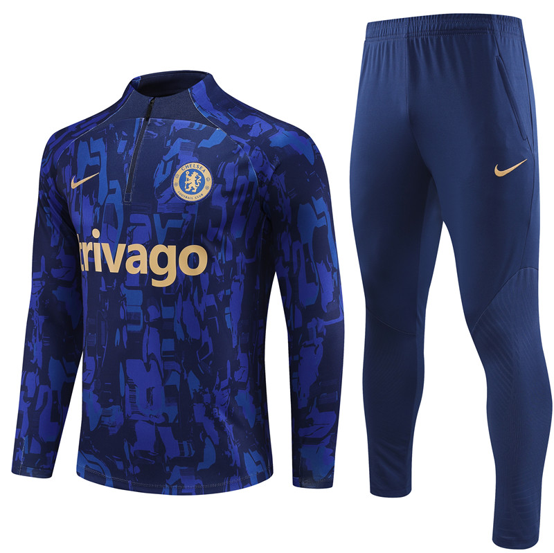 Che 23-24 Kids Long Sleeve Training Set Blue Camouflage - UnitedFutballJersey