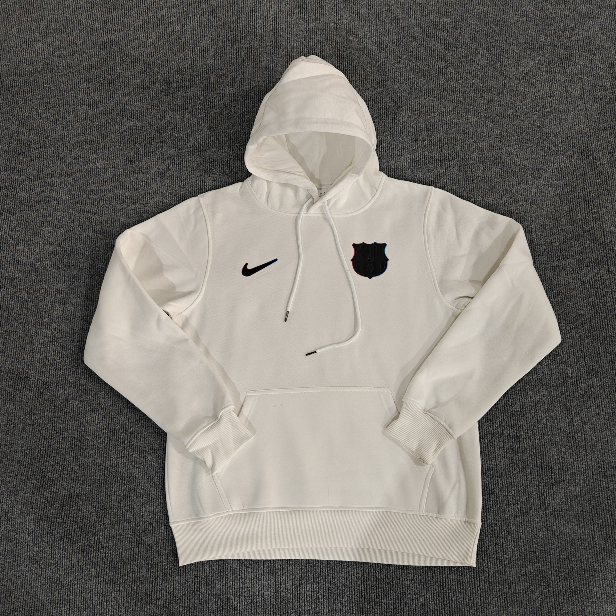 Barcelona 24-25 Black Team Badge Hoodie - Off White - UnitedFutballJersey
