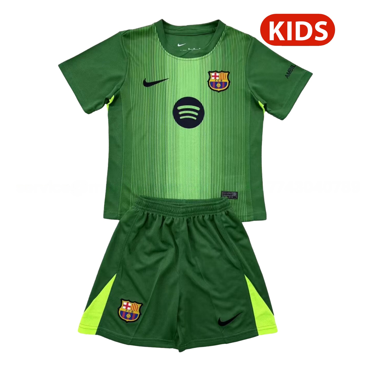 Barcelona 25-26 Goalkeeper Green Kids Kit - UnitedFutballJersey