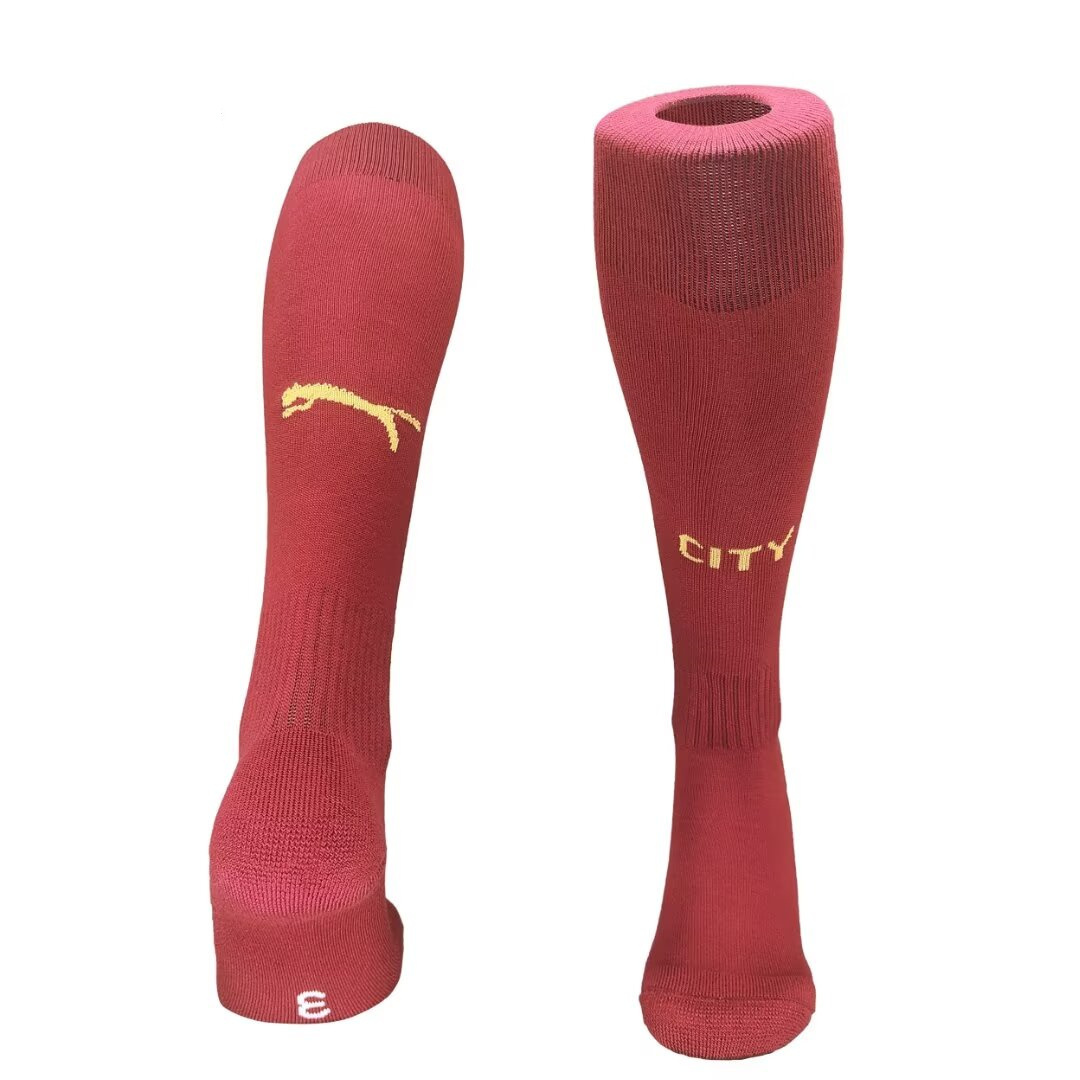 Manchester City 24-25 Third Socks - Red - UnitedFutballJersey