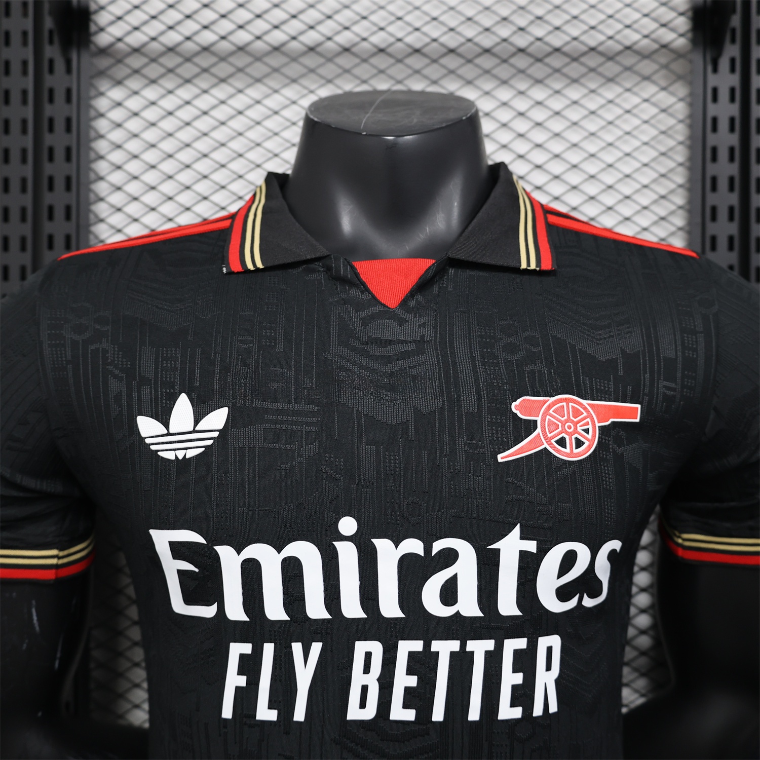 Arsenal 25-26 Black POLO Throwback Trefoil Jersey - Player Version - UnitedFutballJersey