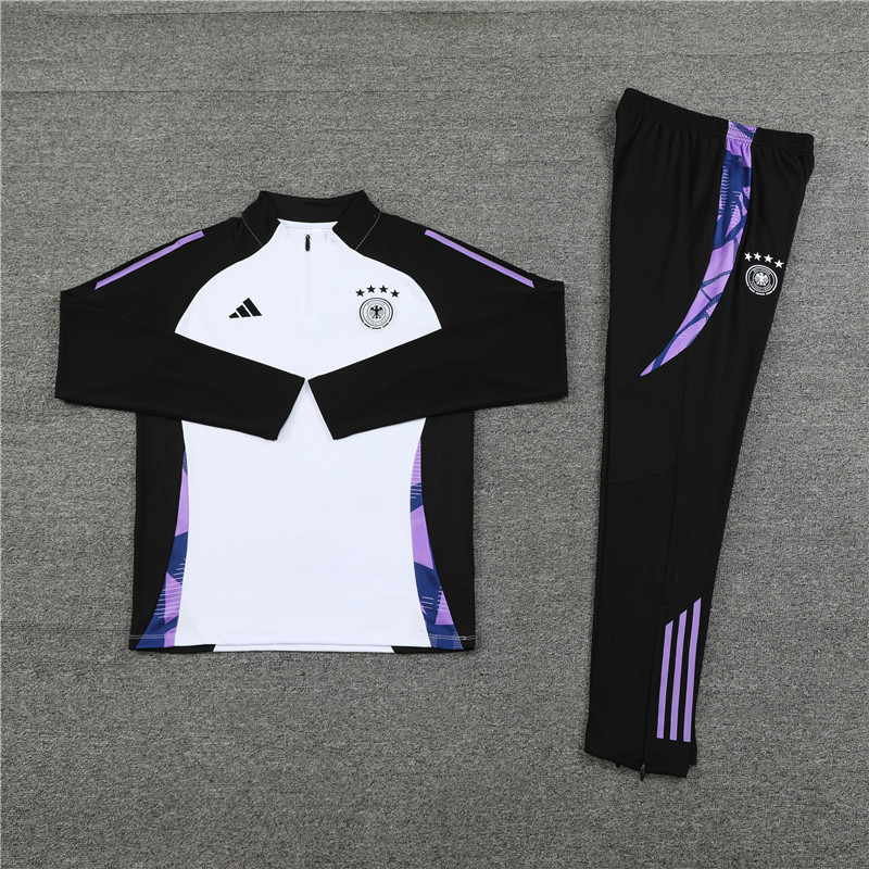 Germany 2024 Long Sleeve Training Set - White With Black - UnitedFutballJersey