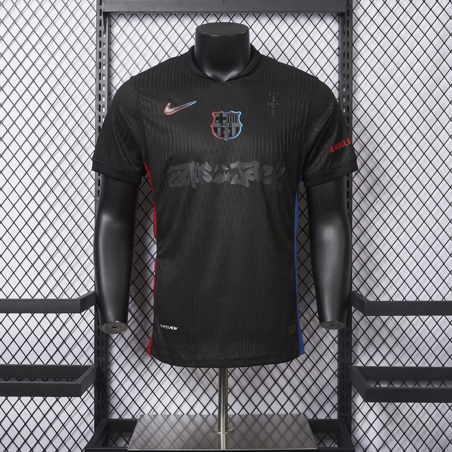 【New】Barcelona x Travis Scott 24-25 Away Pure Black Jersey - Player Version - UnitedFutballJersey