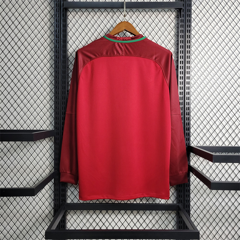 Retro Portugal 16-17 Home Stadium Long Sleeve Jersey - UnitedFutballJersey