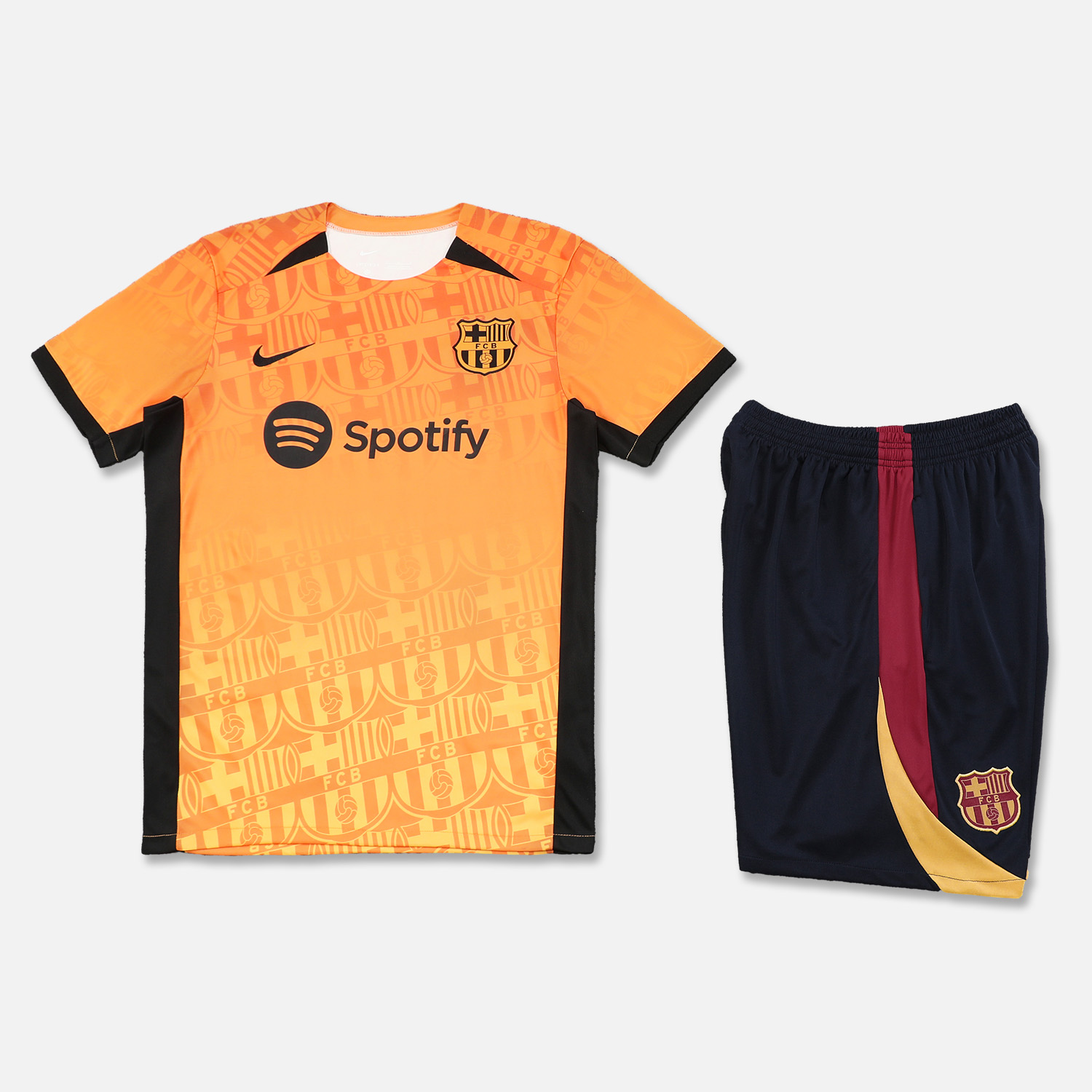 Barcelona 24-25 Short-Sleeve Training Set - Orange Top & Black Shorts - UnitedFutballJersey