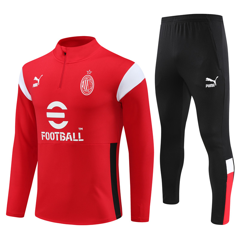 AC Milan 23-24 Long Sleeve Training Set -Red and White - UnitedFutballJersey