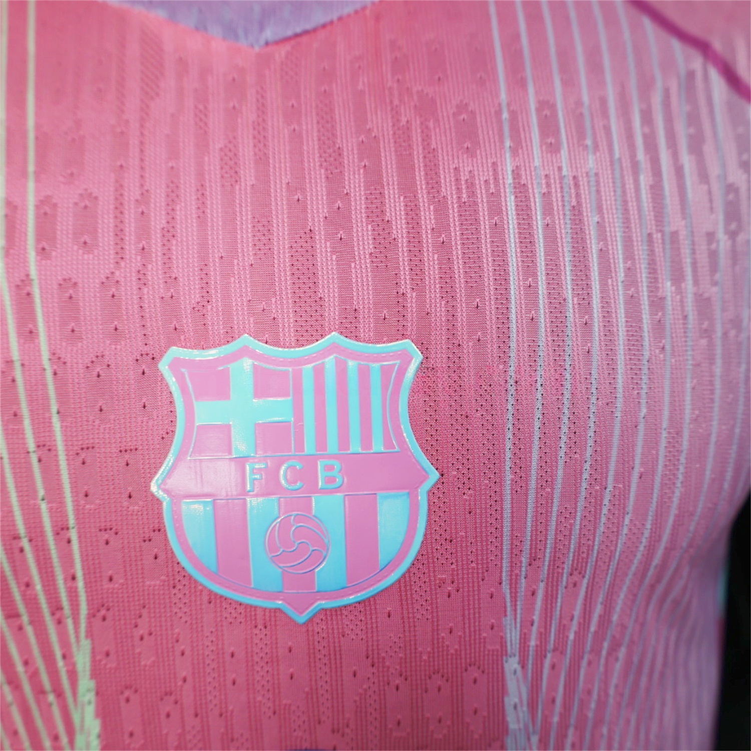 B.A.R.S.A 25-26 Pink and Light Blue Stripes Jersey - Player Version - UnitedFutballJersey