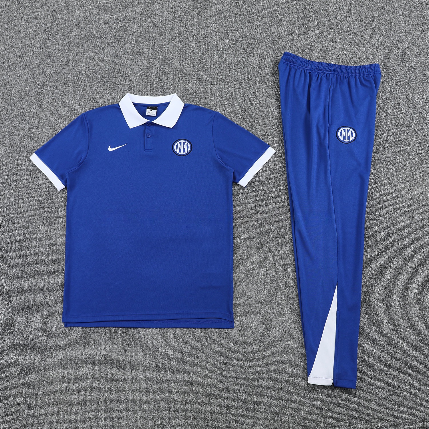 Inter Milan 25-26 POLO Short-Sleeve Training Set - Blue Top and Pants - UnitedFutballJersey