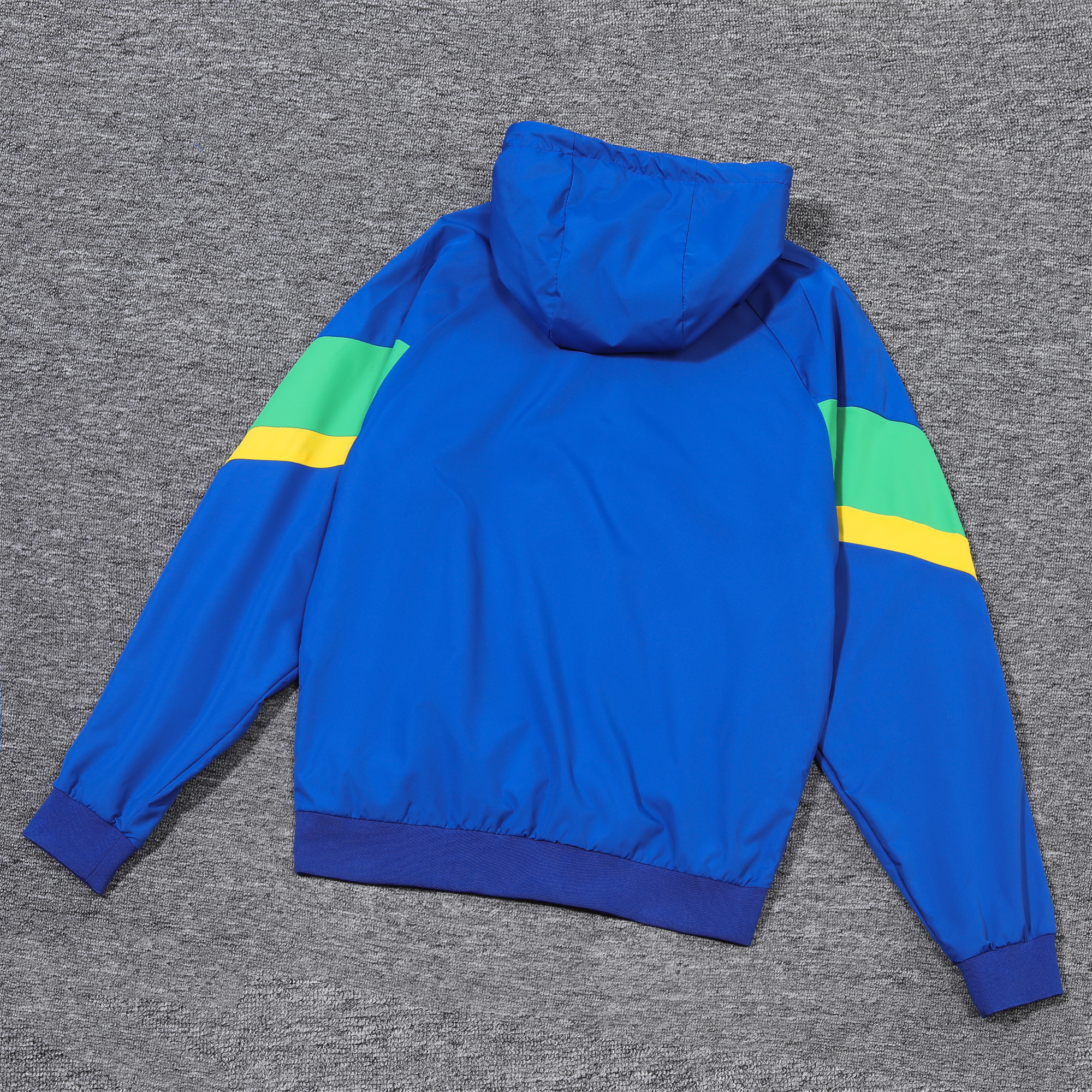 Brazil 2024 National Team Anthem Blue Hooded Windbreaker - Player Version - UnitedFutballJersey