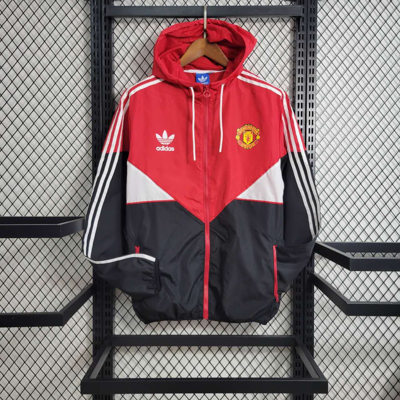 Manchester United 23-24 Windbreaker Jacket - Red & Black - UnitedFutballJersey