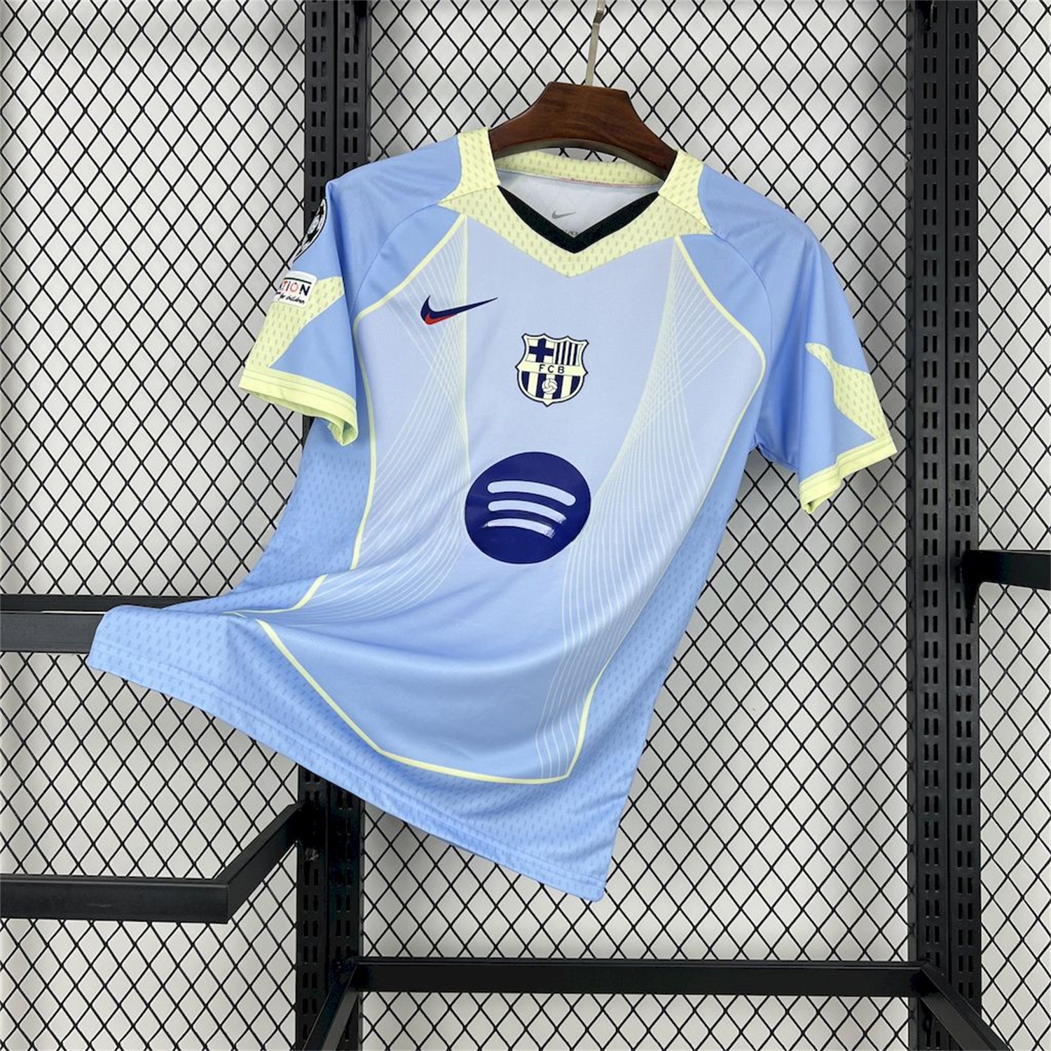 B.A.R.S.A 25-26 T90 Yellow Lines Light Blue Special Jersey - Fans Version - UnitedFutballJersey
