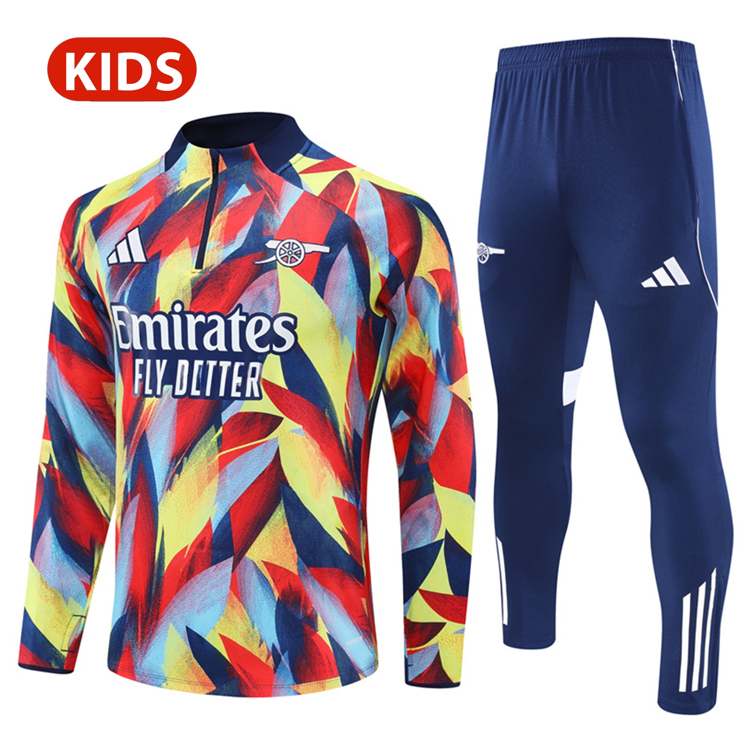 Arsenal 25-26 Kid Long Sleeves Training Set - Colorful Camouflage Top & Royal Blue Pants - UnitedFutballJersey