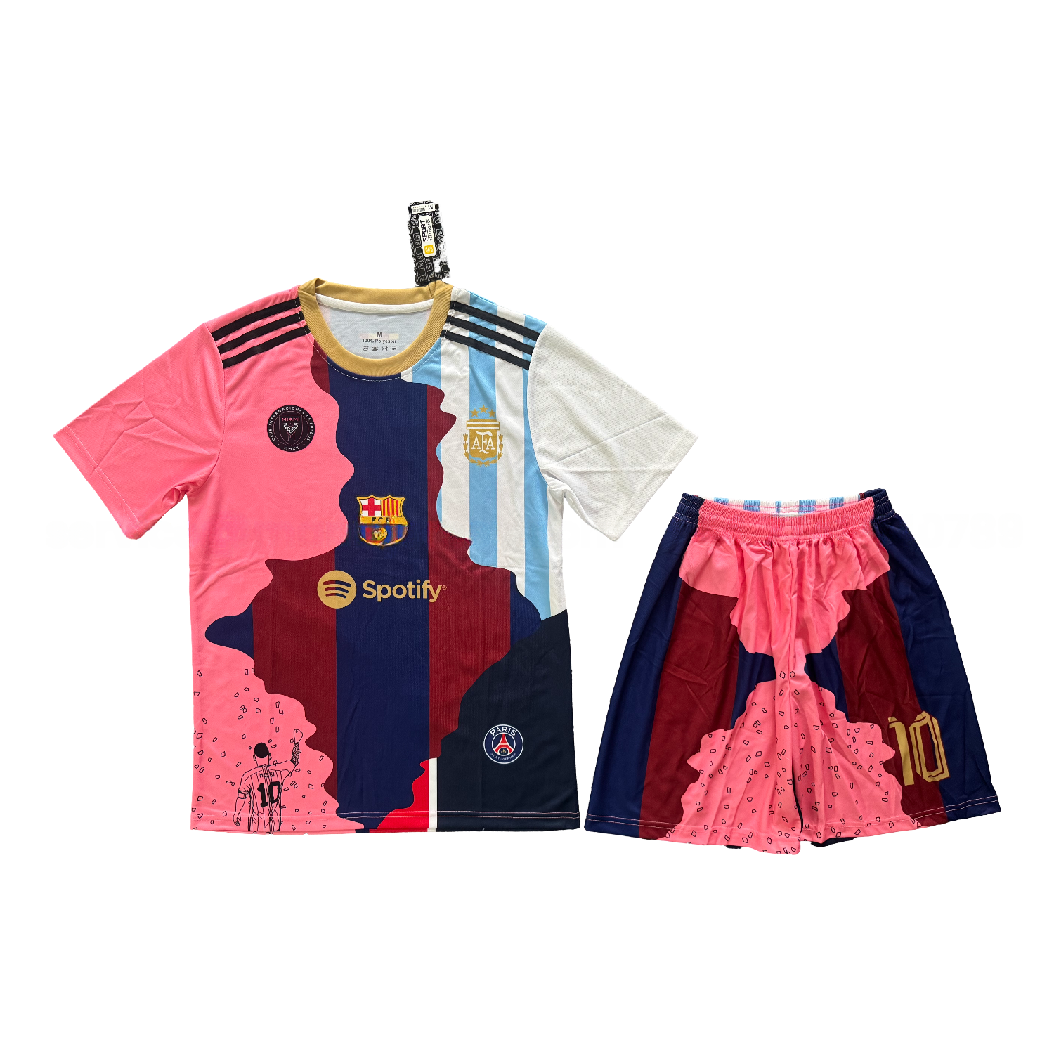 Messi Career Commemorative Men's Adult Jersey Set - Fans Versionwith Messi #10 - B.A.R.S.A Argentina Paris Saint-Germain PSG INT M.A.M - UnitedFutballJersey