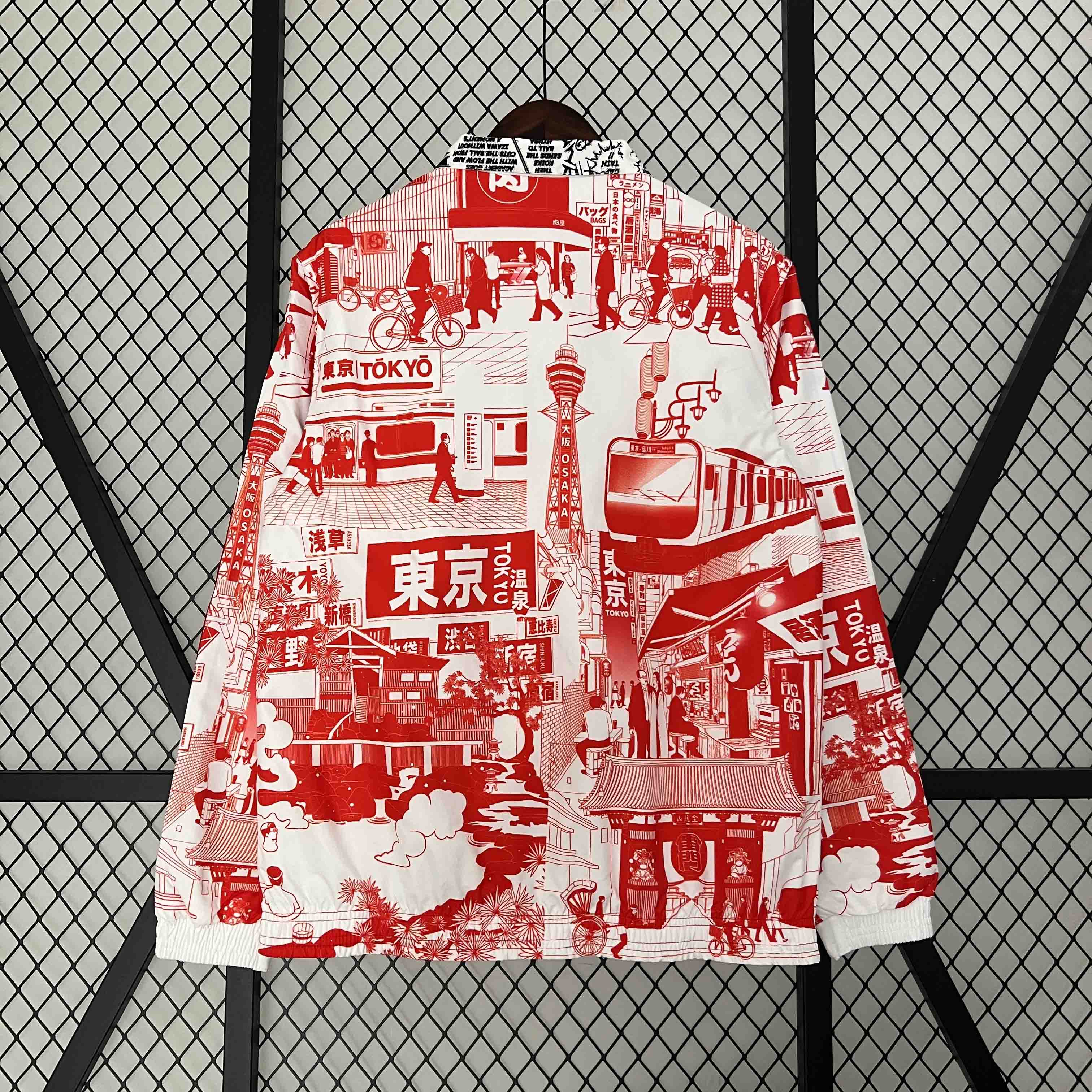 Japan 23-24 Double Sided Windbreaker - Black and Red Anime - UnitedFutballJersey