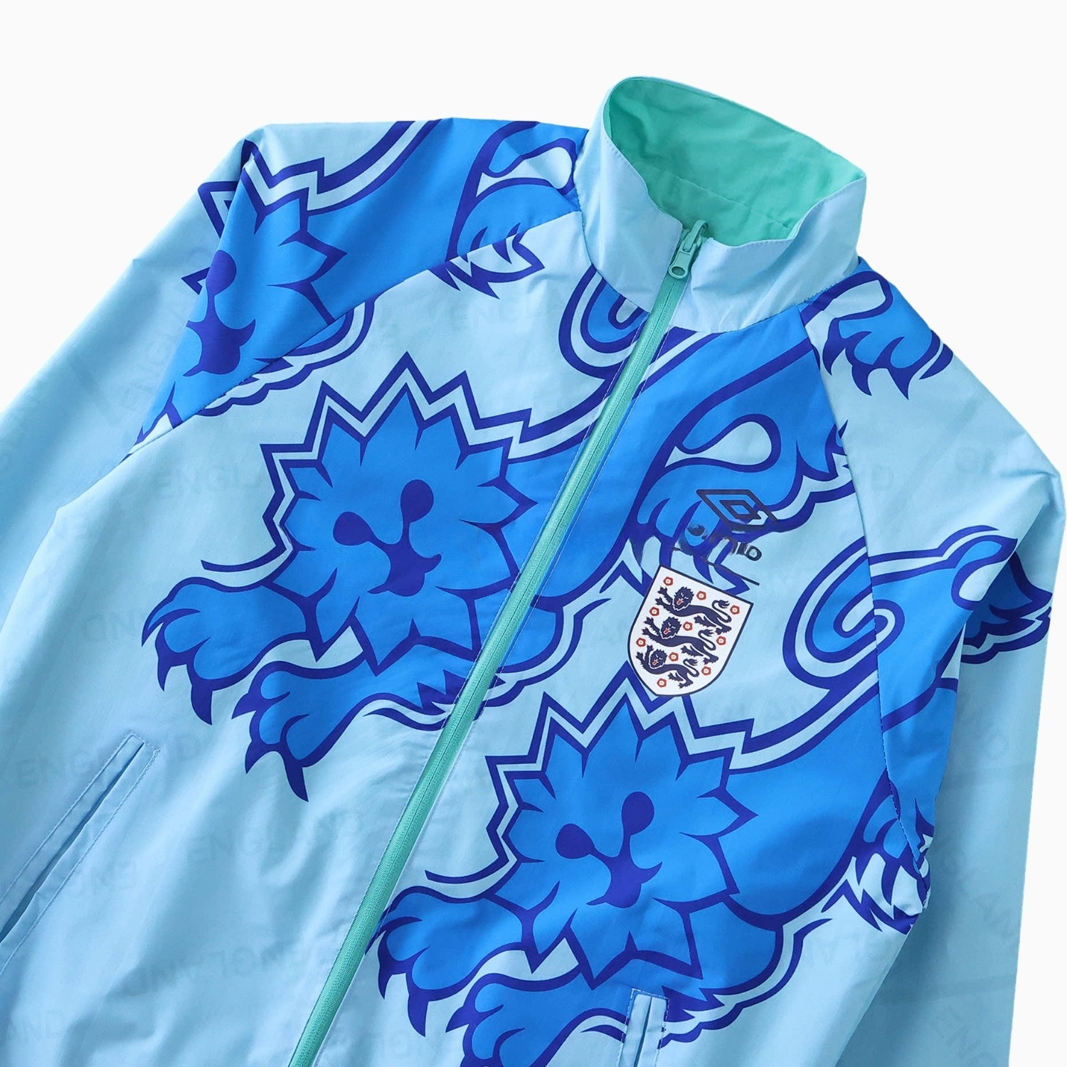 Retro England 1992 Third Double Sided Reversible Windbreaker - Blue & Green - UnitedFutballJersey