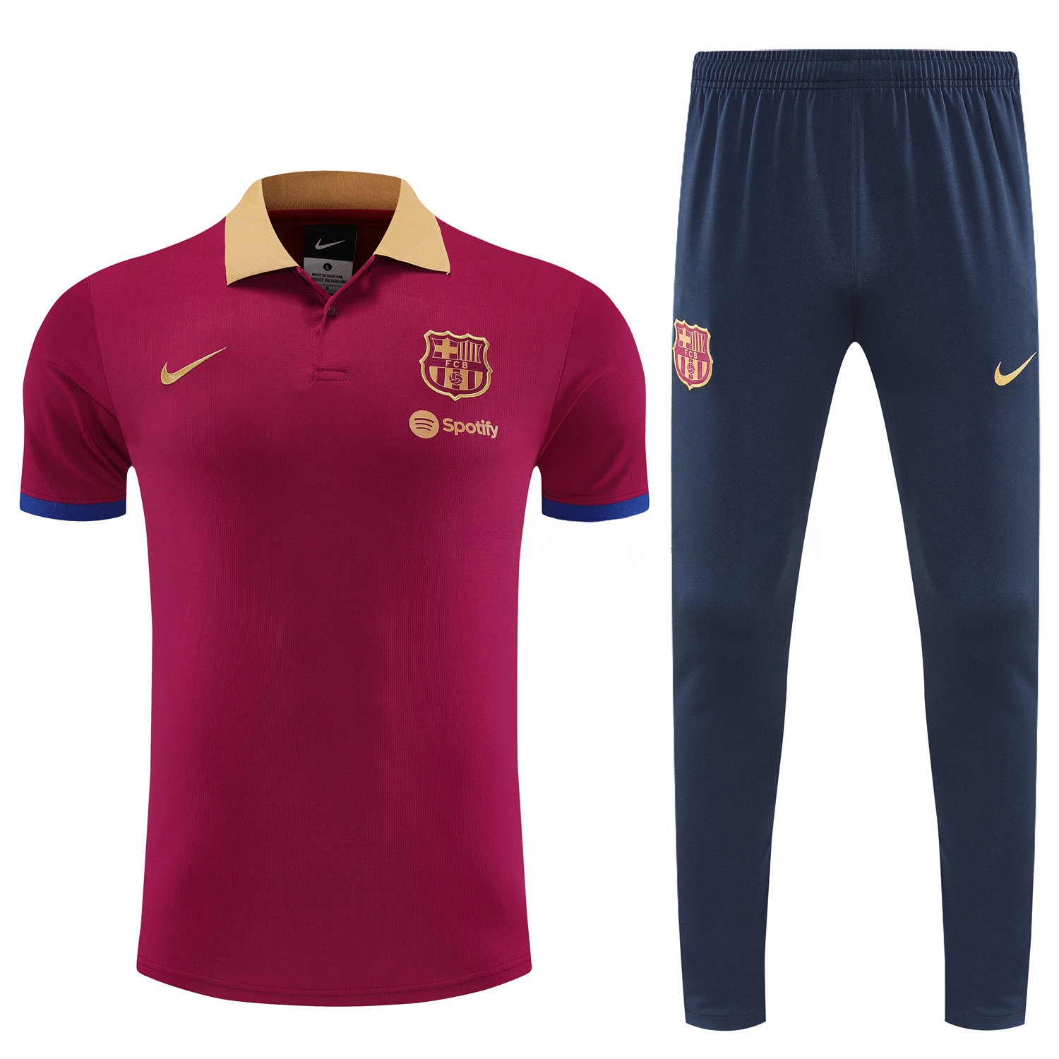 Barcelona 25-26 POLO Short-Sleeve Training Set - Deep Red Top and Black Pants - UnitedFutballJersey