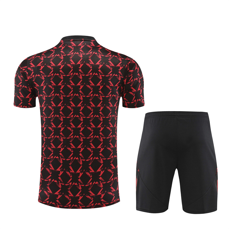 Manchester United 24-25 Short-Sleeve Training Kids Kit - Black Red Camouflage - UnitedFutballJersey