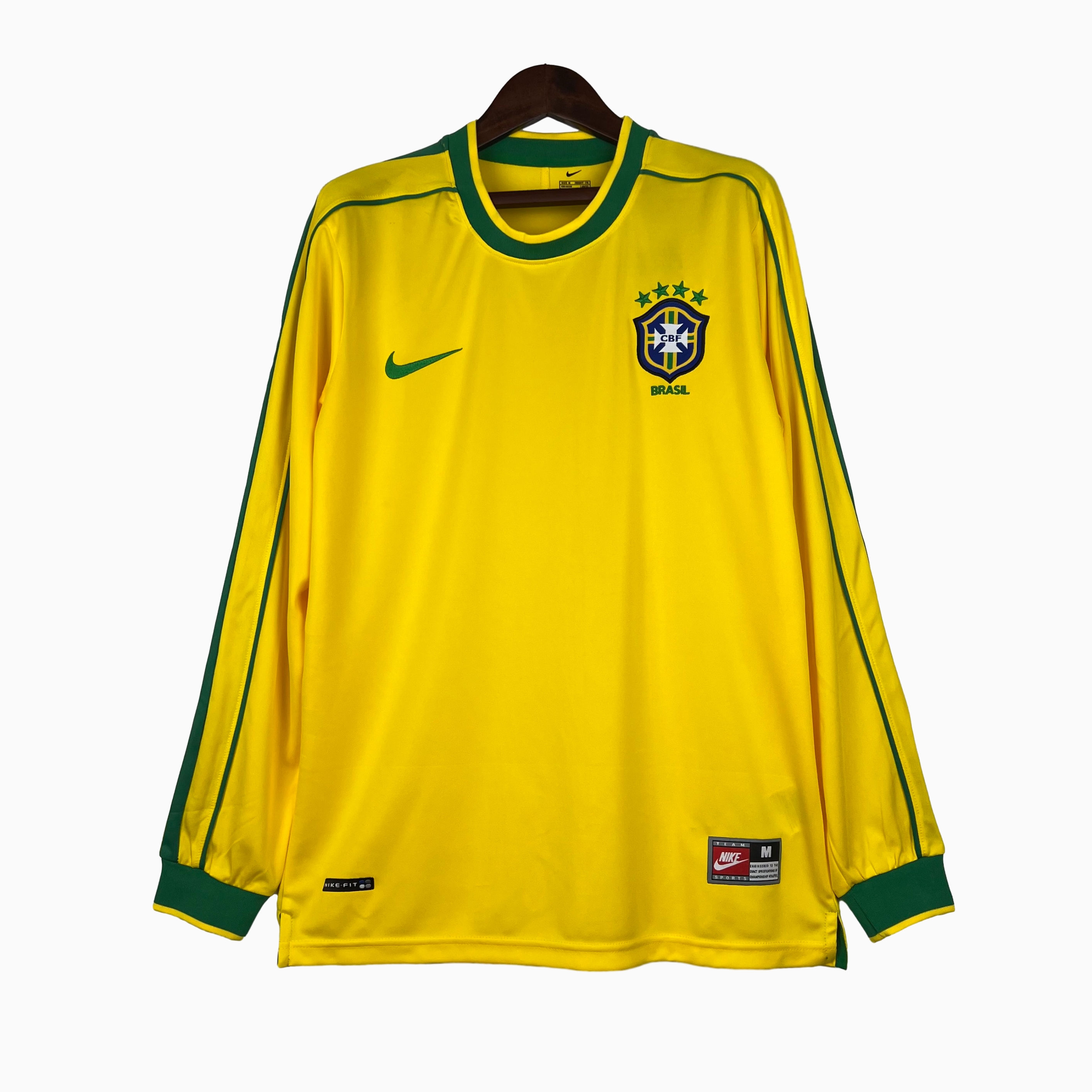 Retro Brazil 1998 Home Stadium Long Sleeve Jersey - UnitedFutballJersey