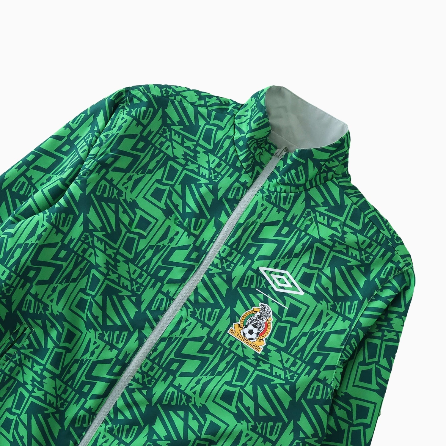 Retro Mexico 1994 Retro Style Double Sided Reversible Windbreaker - Green & Grey - UnitedFutballJersey