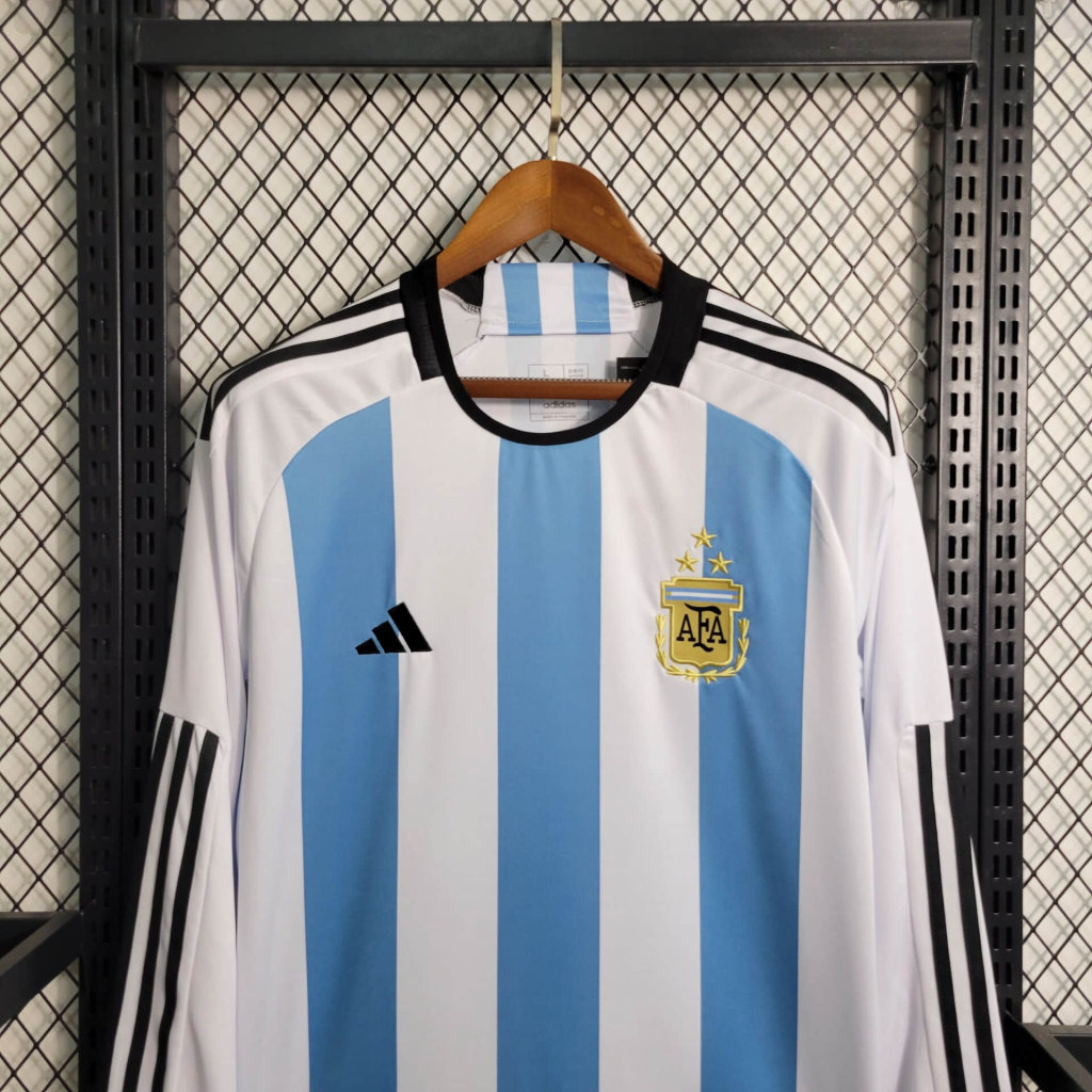 Argentina 3 Stars 22-23 Home Long Sleeve Jersey - Fans Version - UnitedFutballJersey