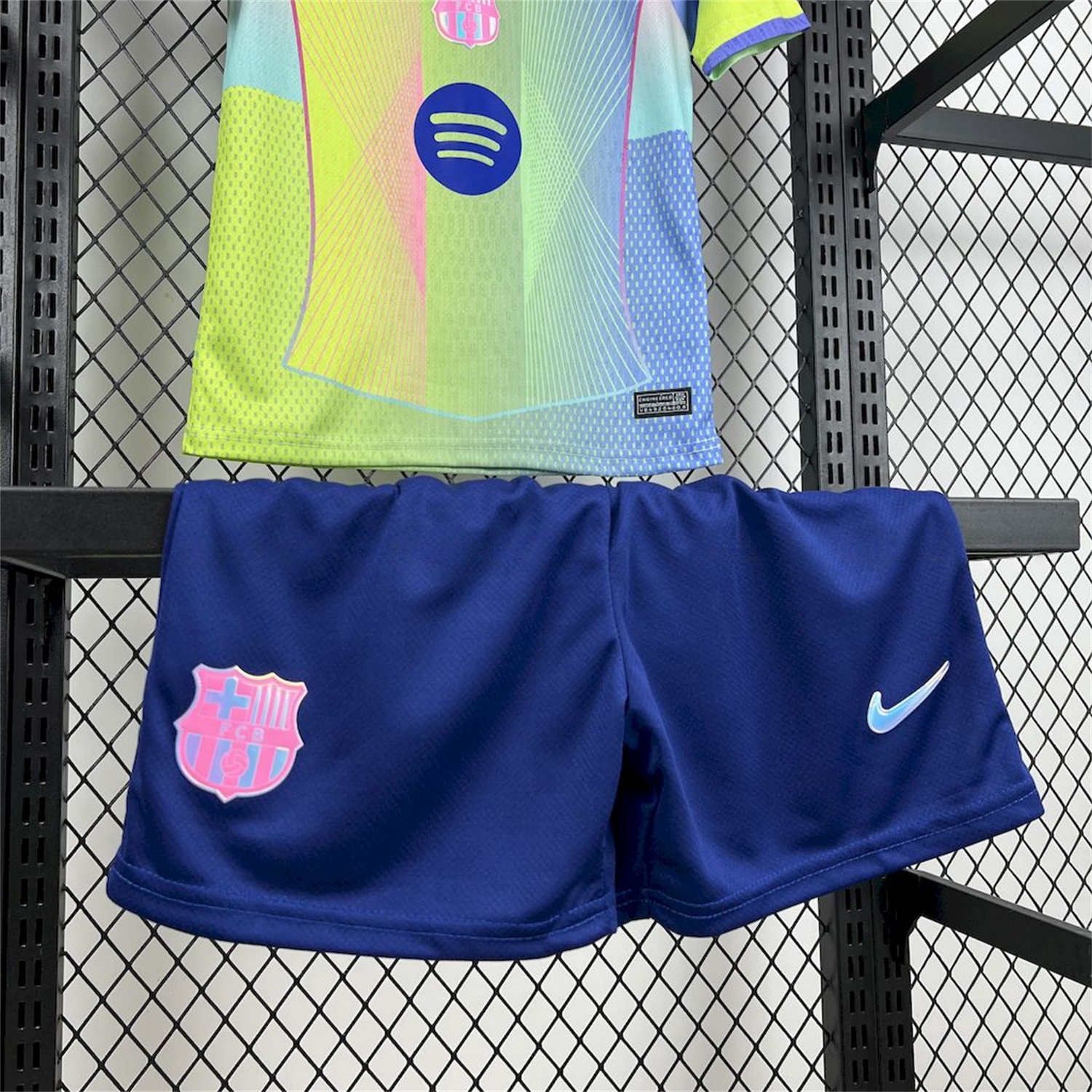 B.A.R.S.A 25-26 T90 White Lines Yellow Blue Gradient Special Kids Kit - UnitedFutballJersey