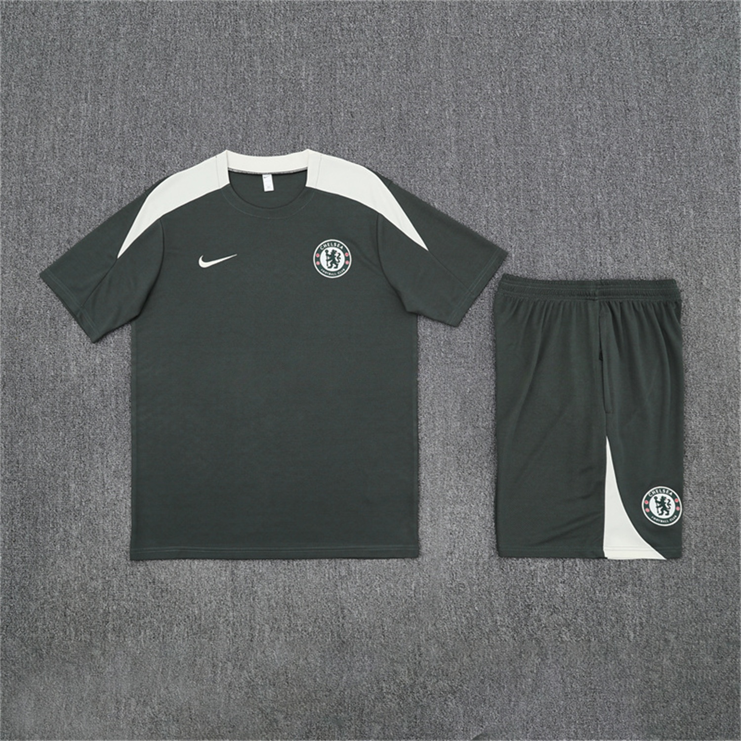 C.H.E.L.S.E.A 25-26 Short-Sleeve Training Set - Army Green Top & Army Green Shorts - UnitedFutballJersey