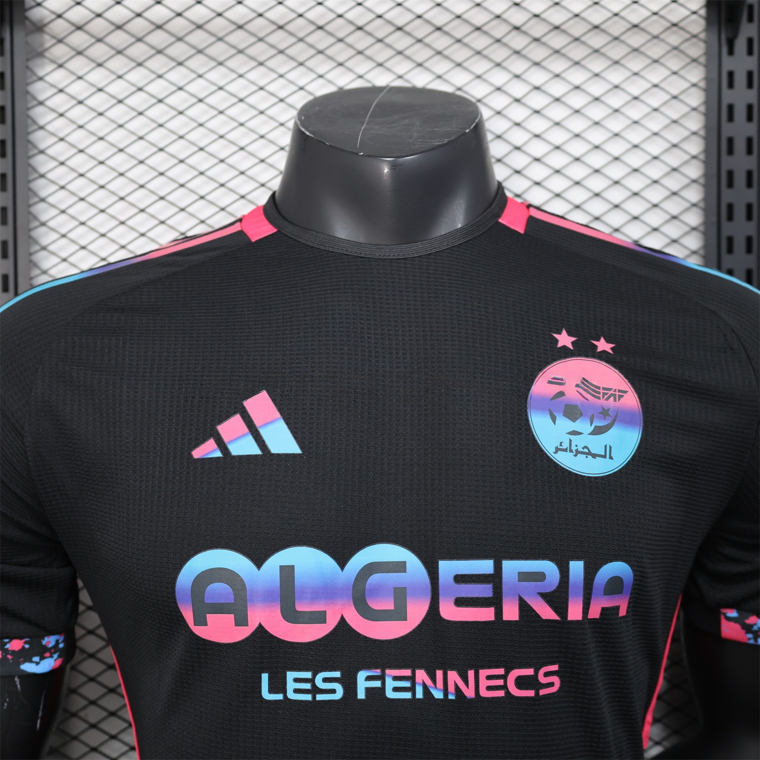 Algeria 25-26 Pure Black with Fluorescent Green Powder Advertising Jersey - Player Version - UnitedFutballJersey