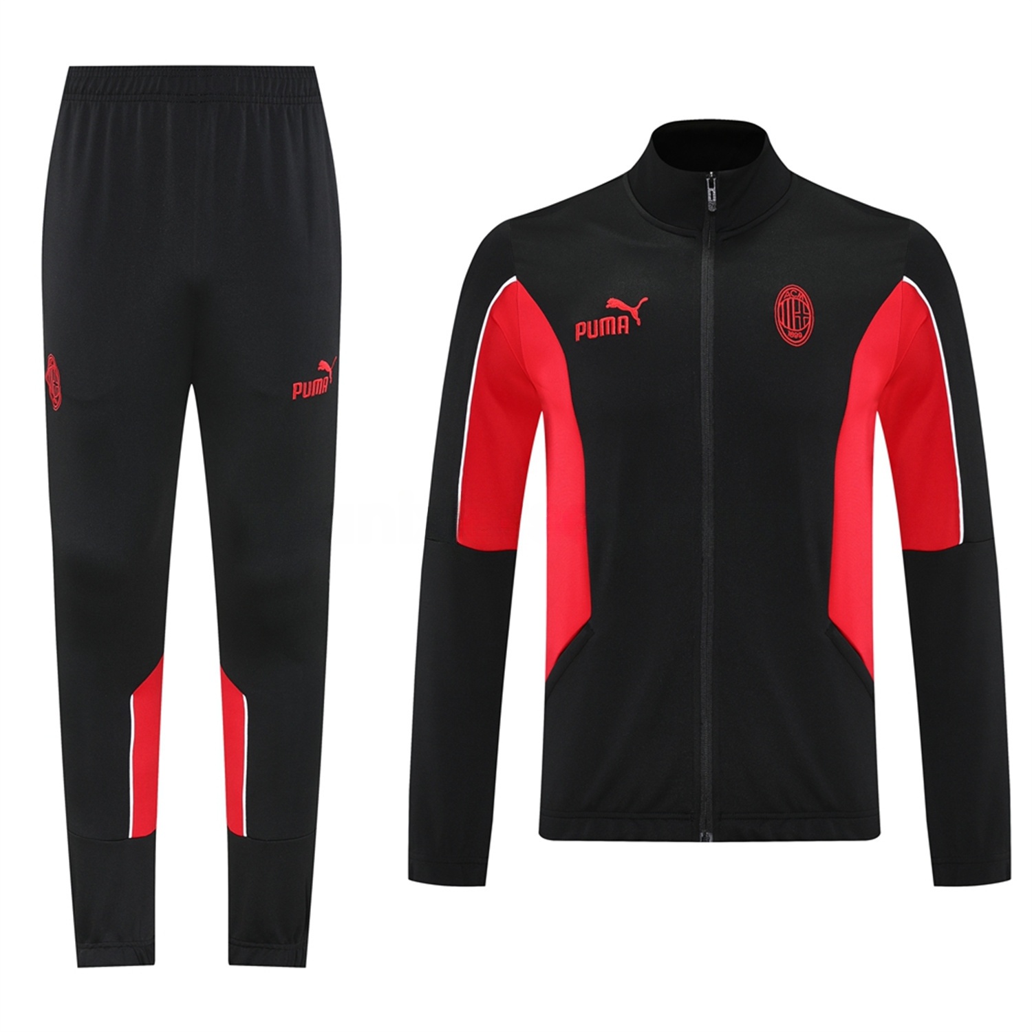AC Milan 25-26 Jacket Training Tracksuit - Black top & Black Pants - UnitedFutballJersey